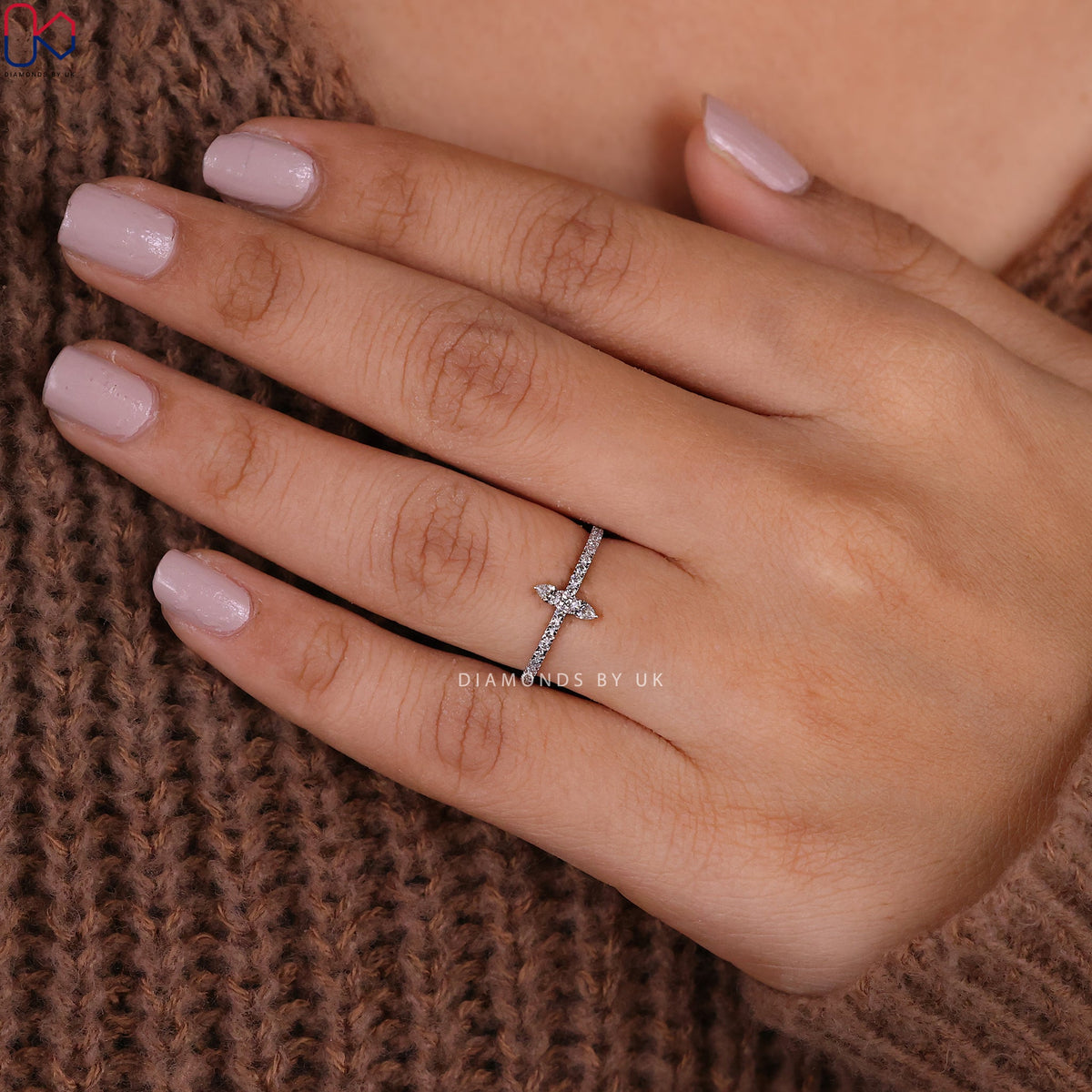 Half Eternity Pear Diamond Wedding Band