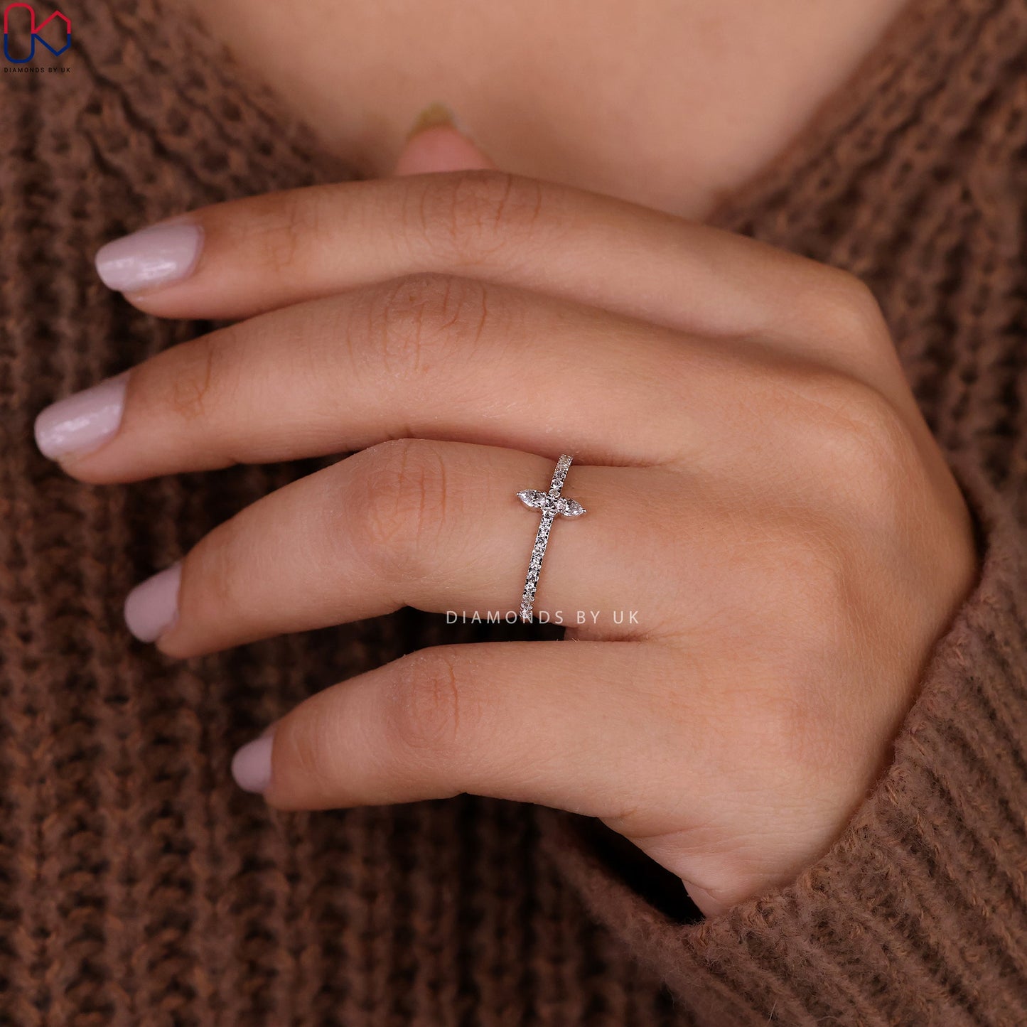 Half Eternity Pear Diamond Wedding Band