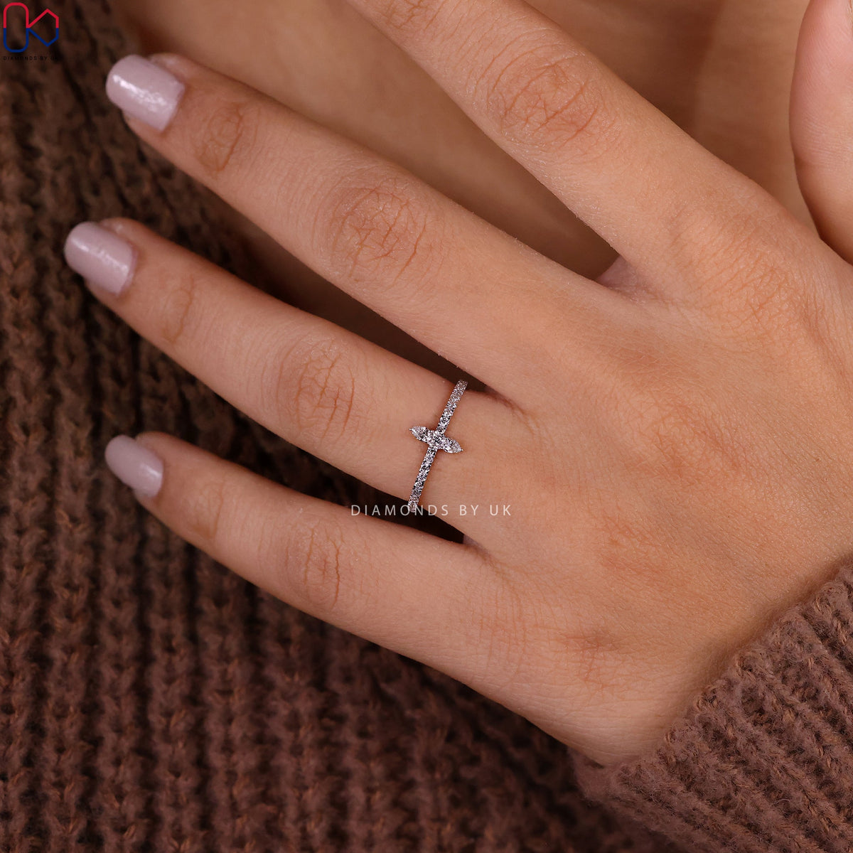 Half Eternity Pear Diamond Wedding Band
