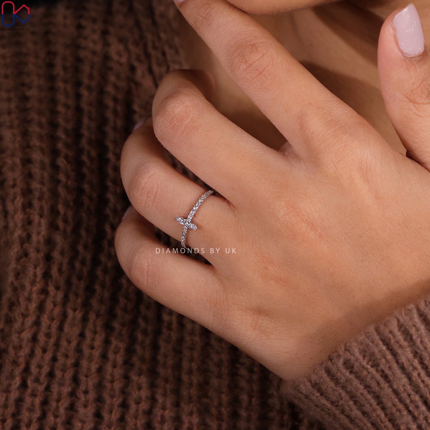 Half Eternity Pear Diamond Wedding Band