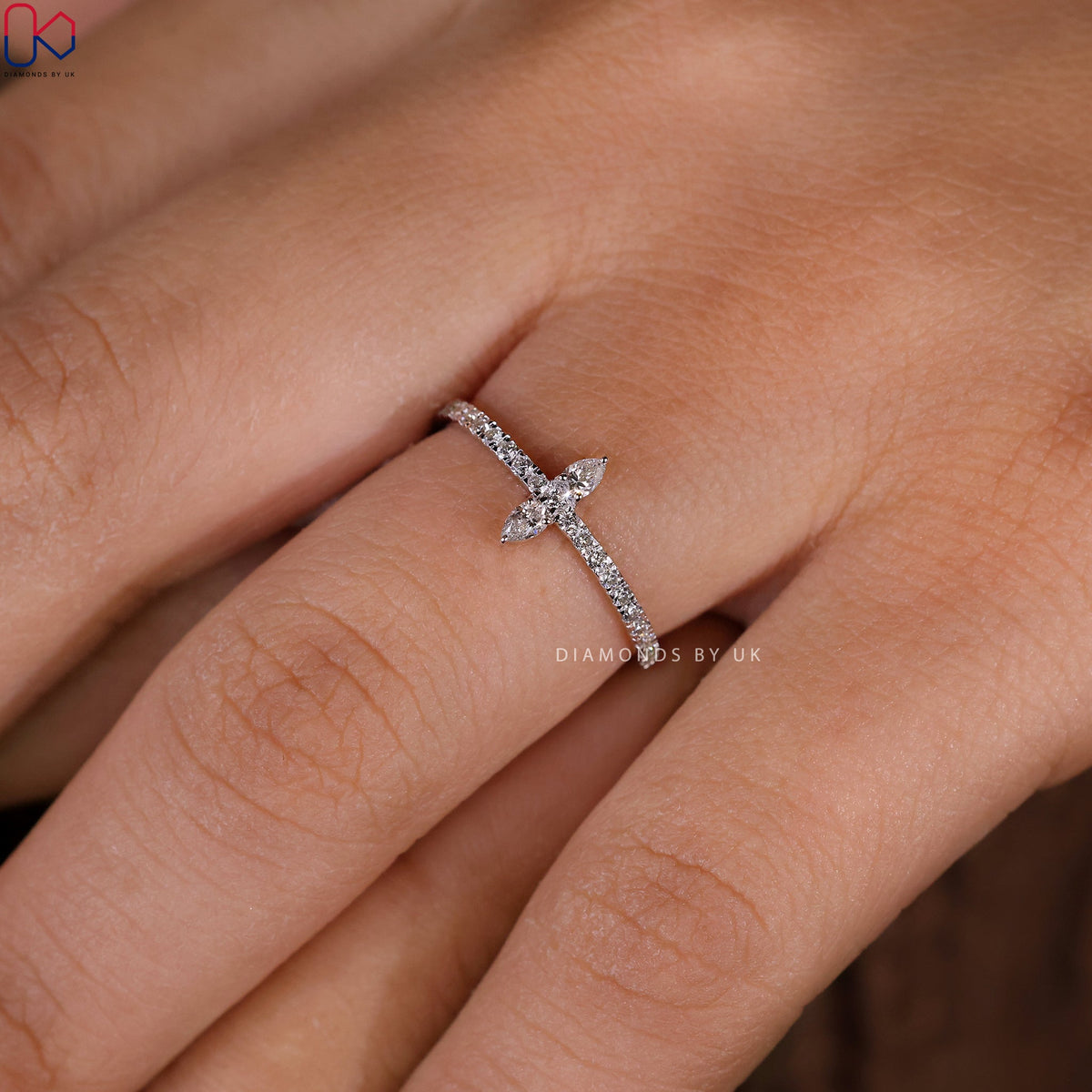 Half Eternity Pear Diamond Wedding Band