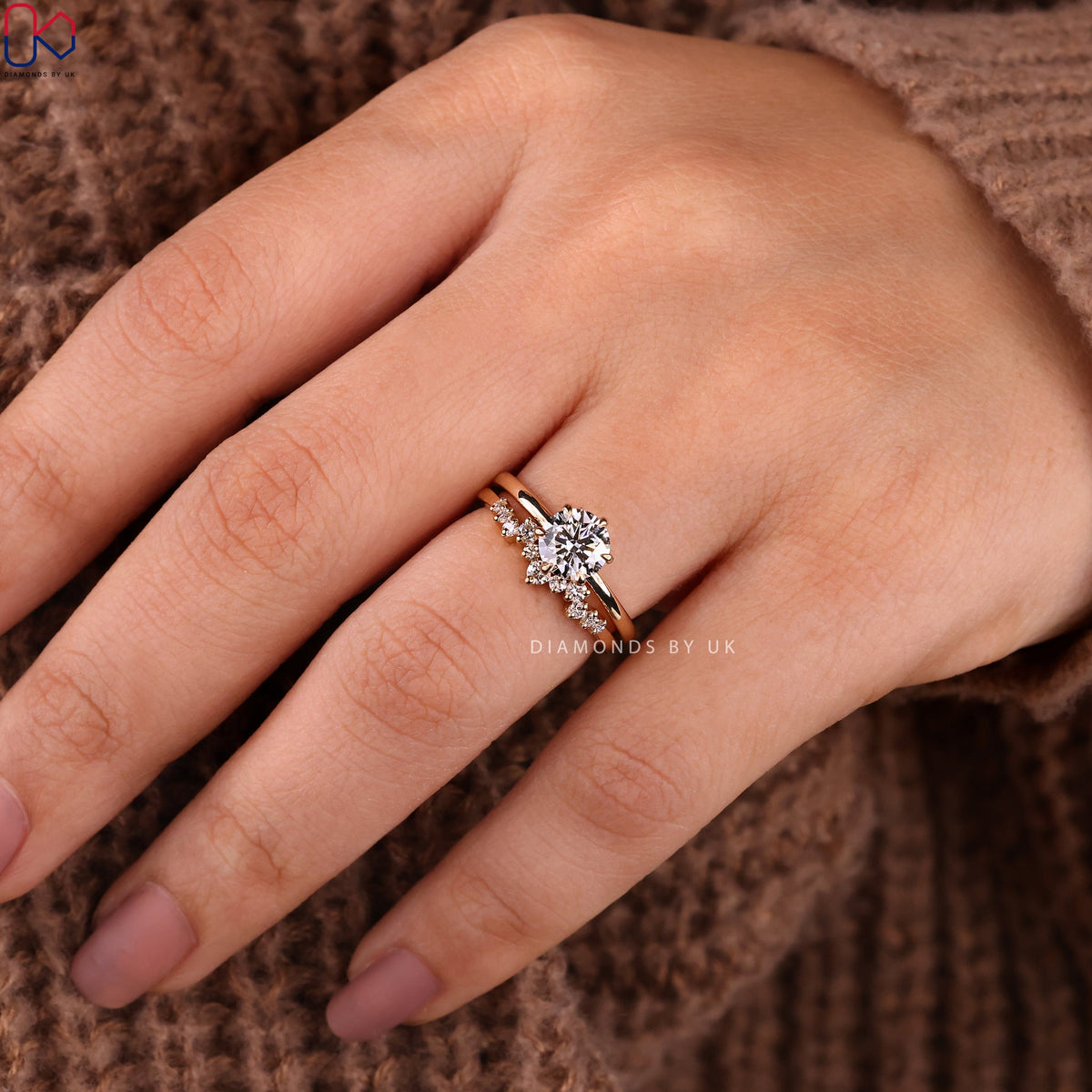 Yellow Gold Solitaire Ring With Wedding Band