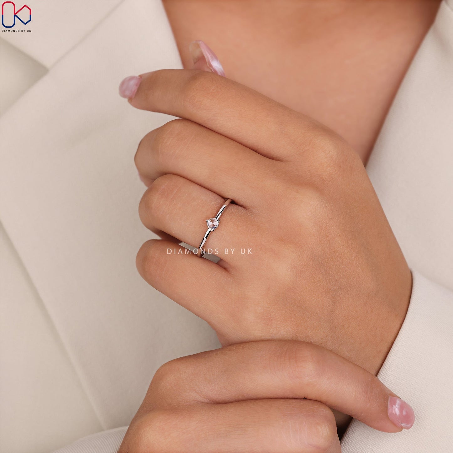 Rose Cut Diamond Ring - Round Solitaire Setting