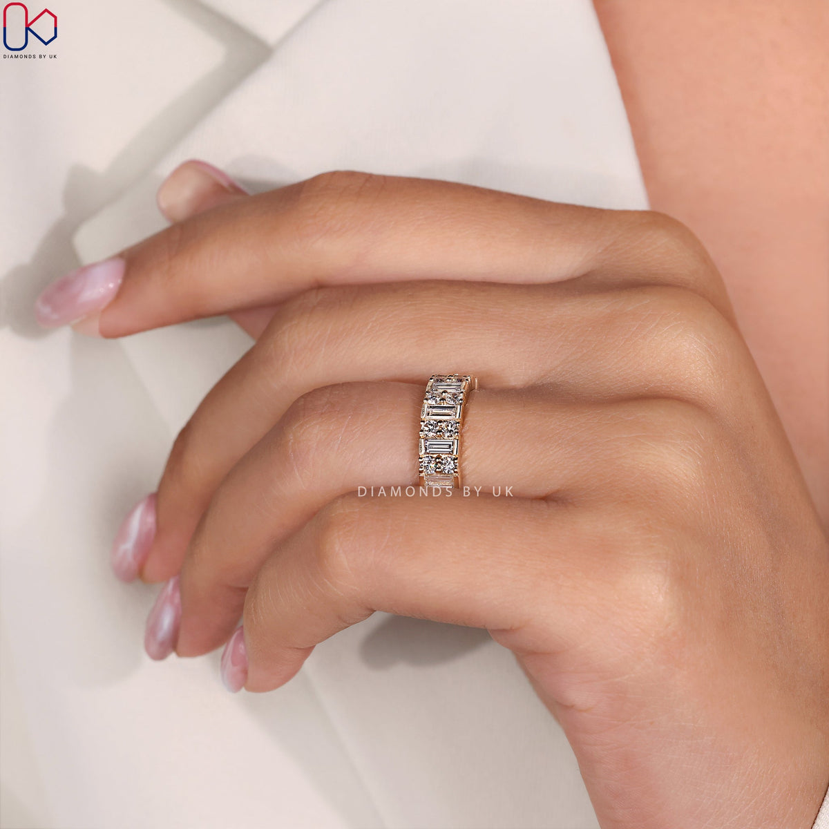 Baguette Diamond Band – Half Eternity Design
