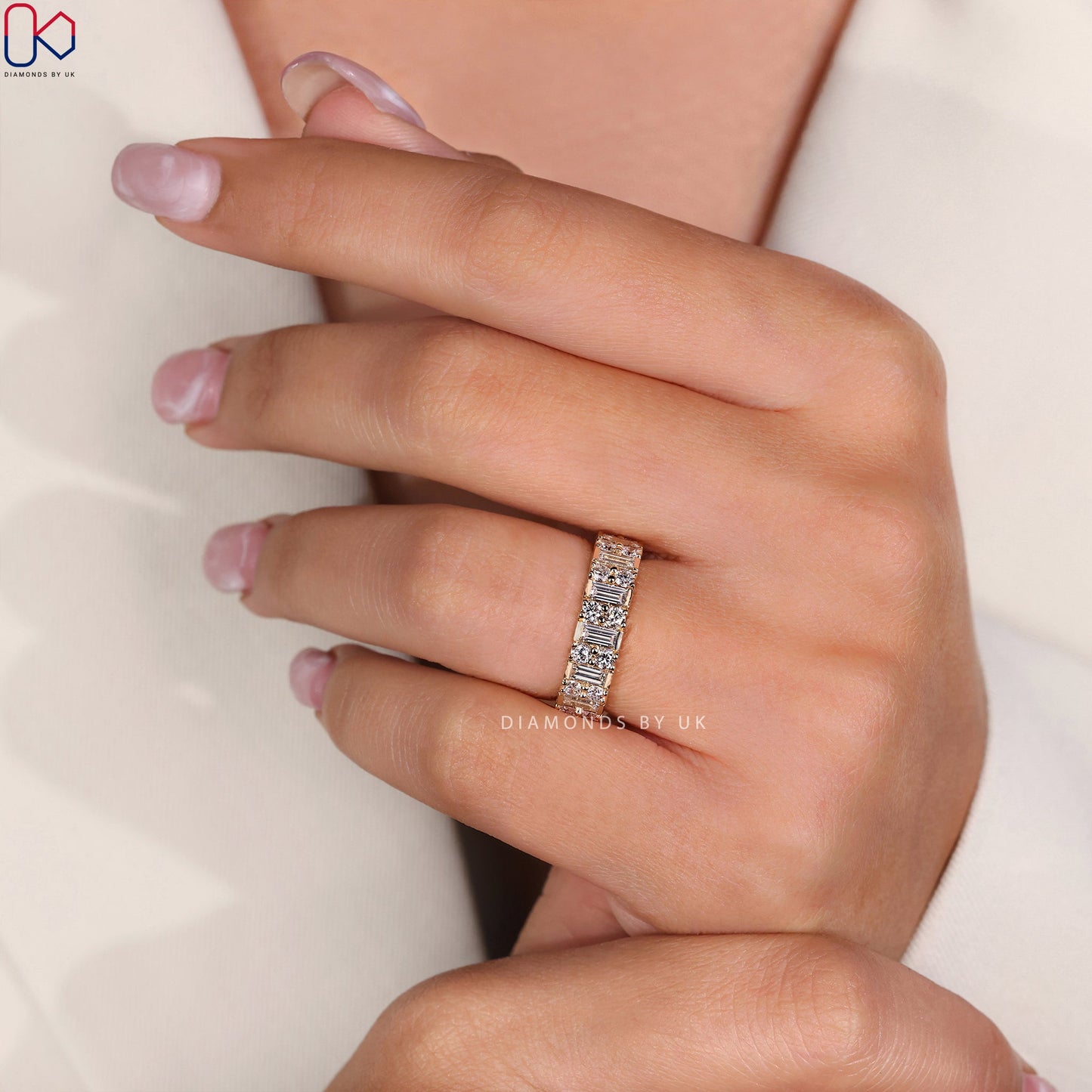 Baguette Diamond Band – Half Eternity Design