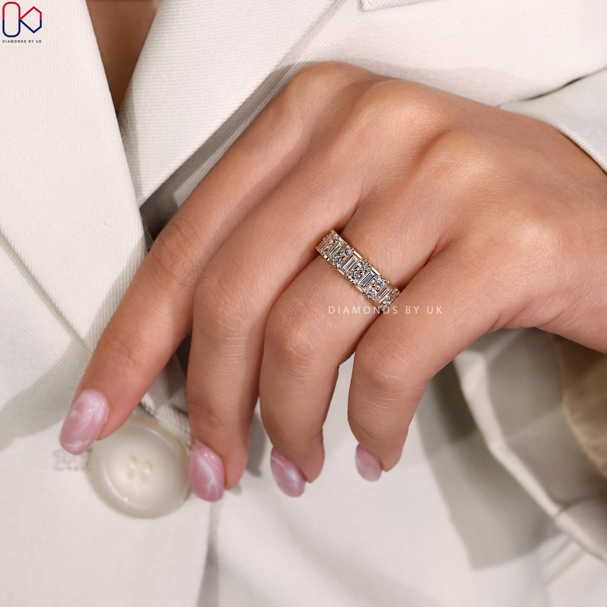 Baguette Diamond Band – Half Eternity Design