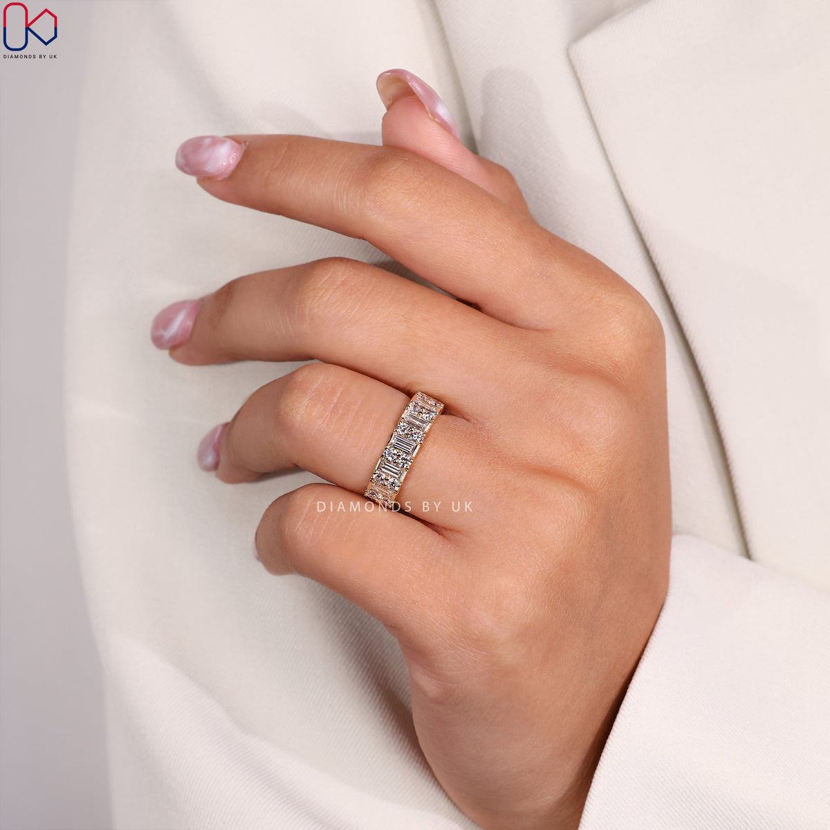 Baguette Diamond Band – Half Eternity Design