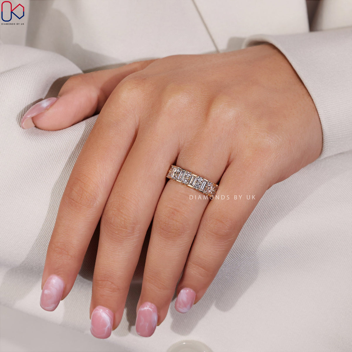 Baguette Diamond Band – Half Eternity Design