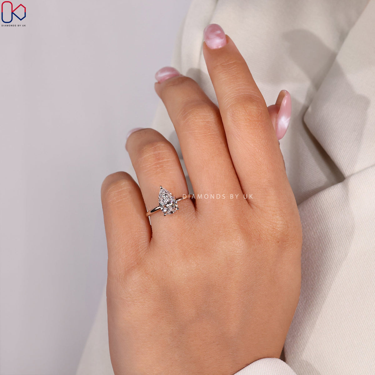 Pear Solitaire Engagement Ring - Rose Gold