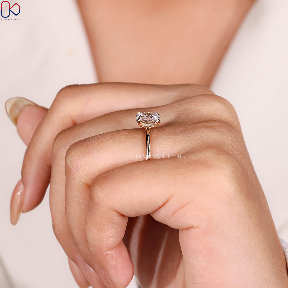 Oval Diamond Engagement Ring With Hidden Halo Style