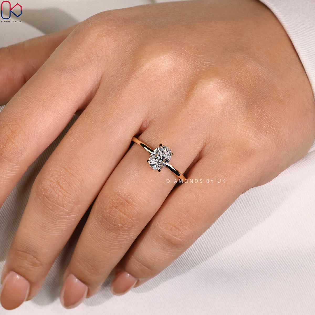 Hidden Halo Oval Cut Diamond Ring In Yellow Gold