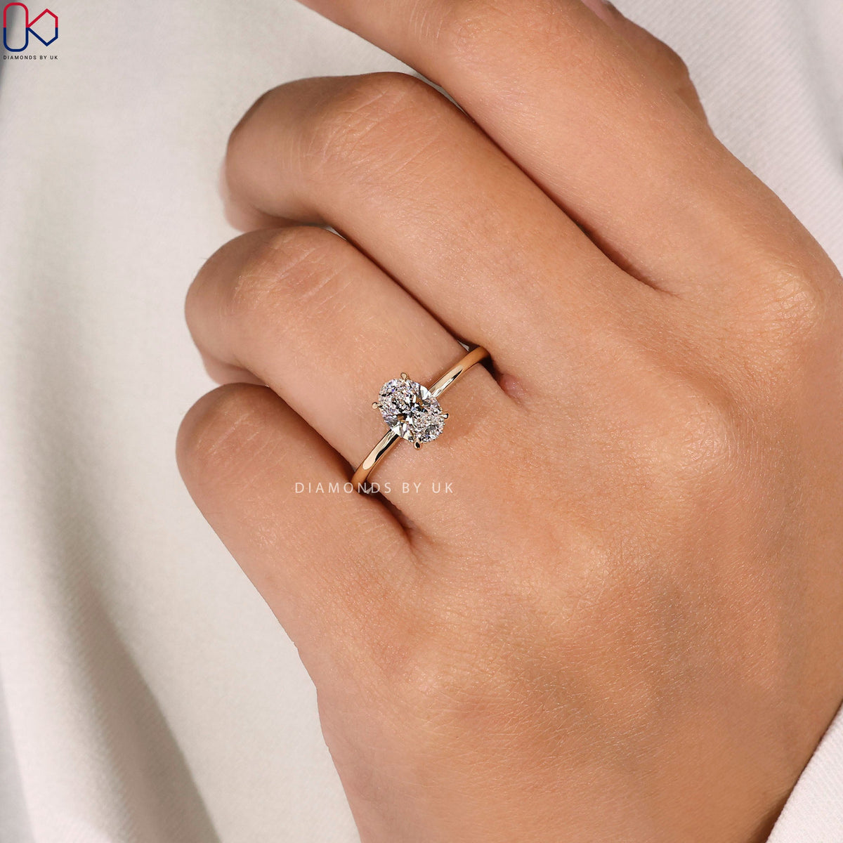 Hidden Halo Oval Cut Diamond Ring In Yellow Gold