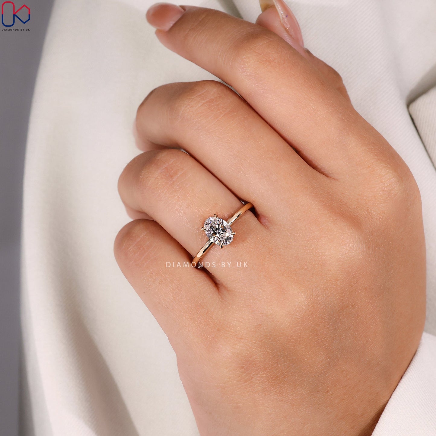 Oval Diamond Engagement Ring With Hidden Halo Style