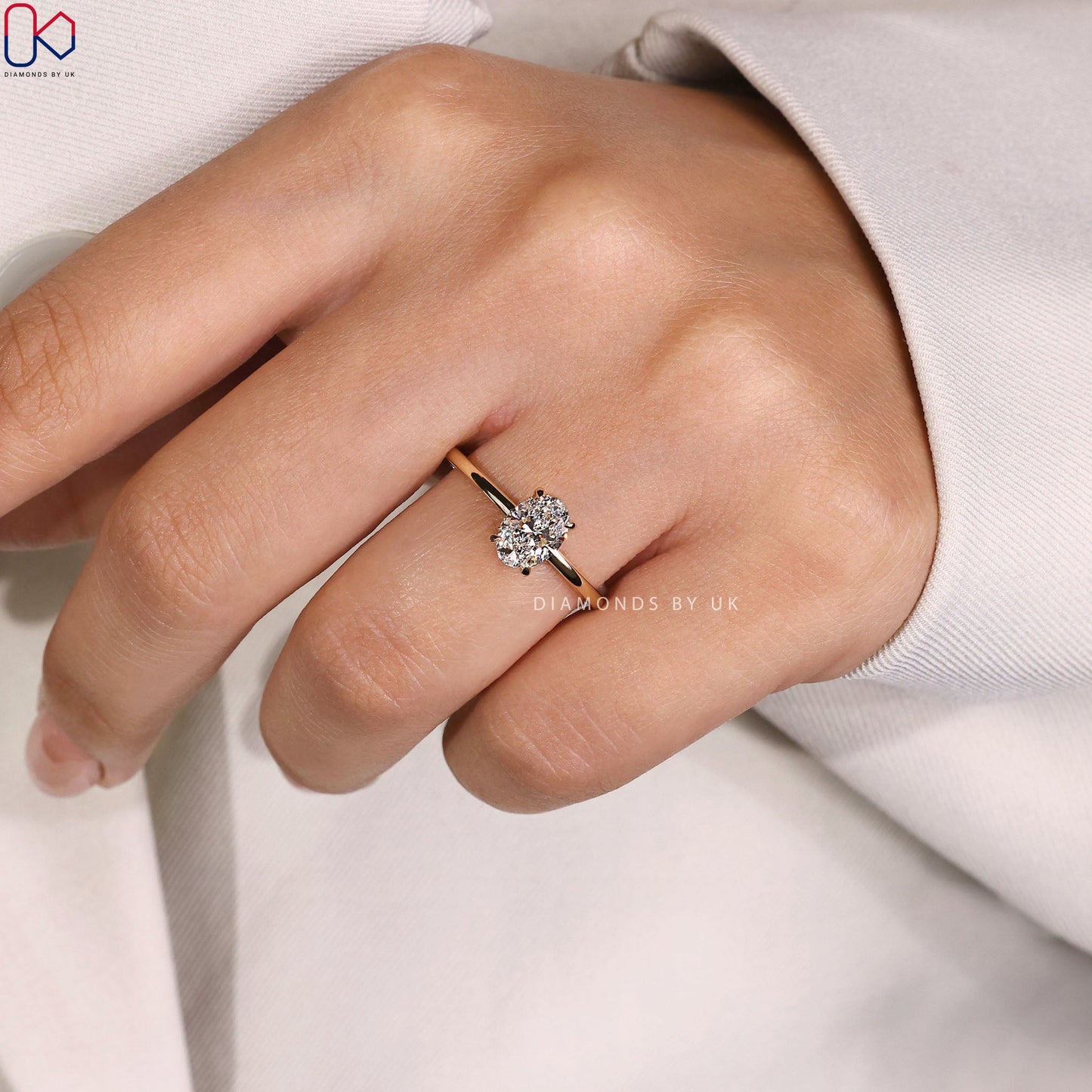 Hidden Halo Oval Cut Diamond Ring In Yellow Gold