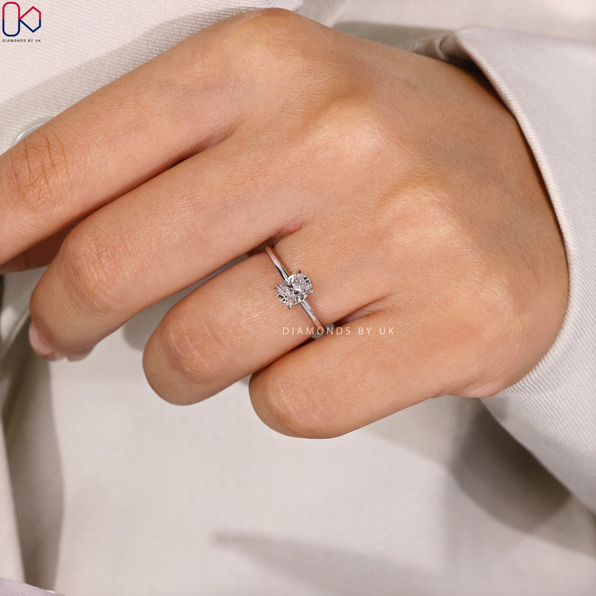 Oval Solitaire Engagement Ring In Prong Setting
