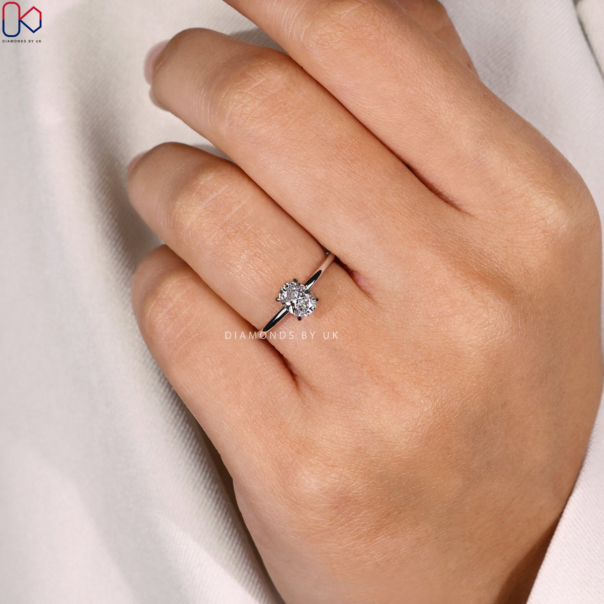 Oval Solitaire Engagement Ring In Prong Setting