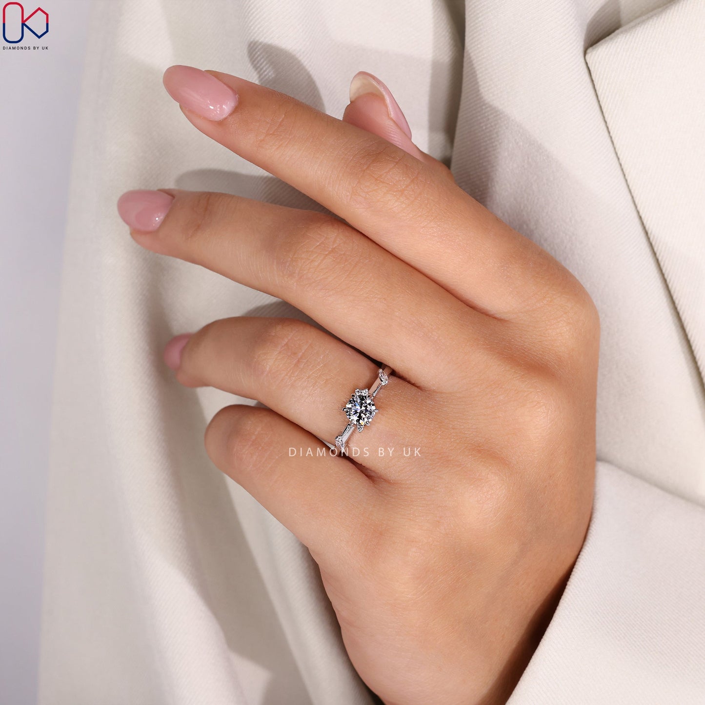 Diamond Cluster Engagement Ring - Marquise and Round