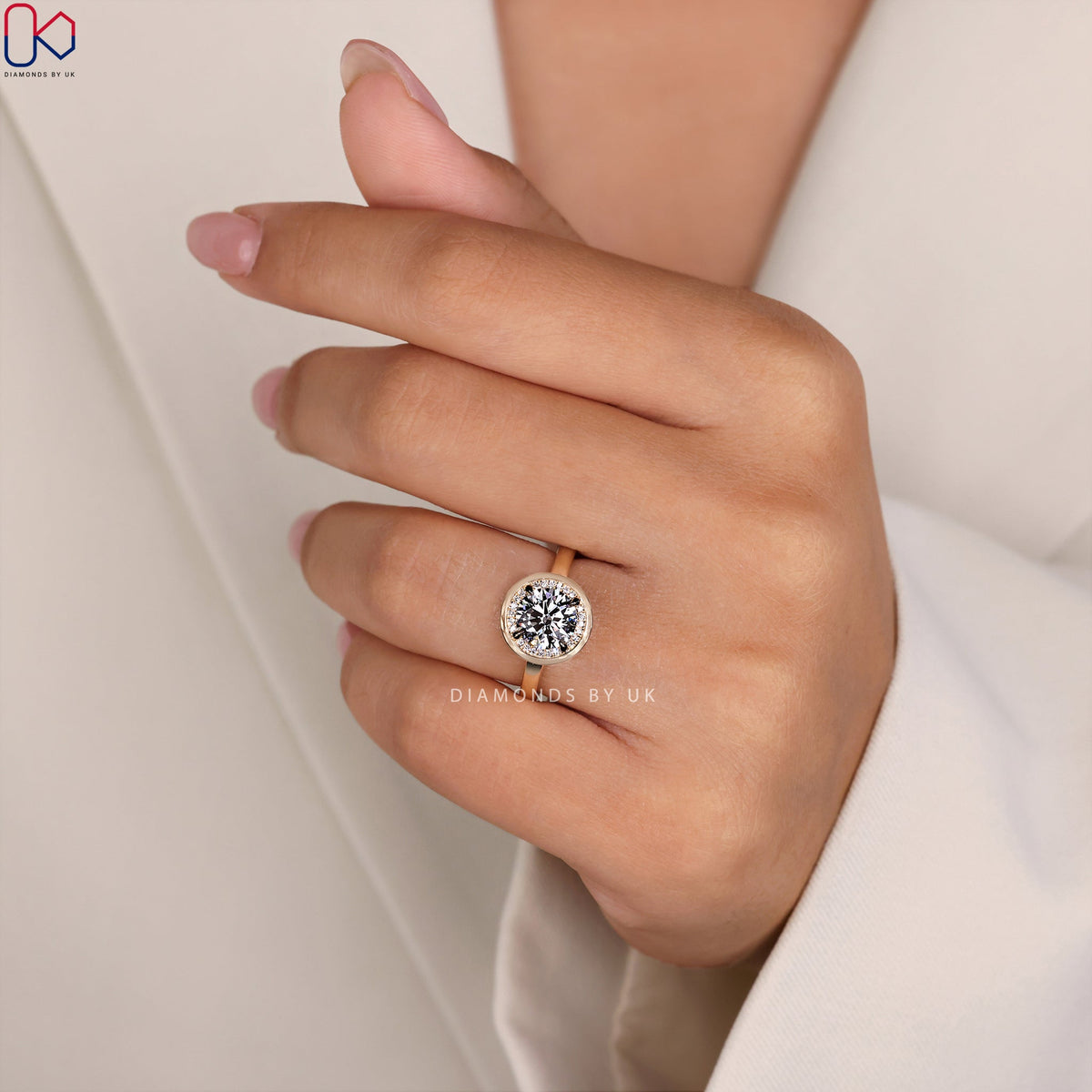 Bezel Set Diamond Ring - Round Cut Diamond