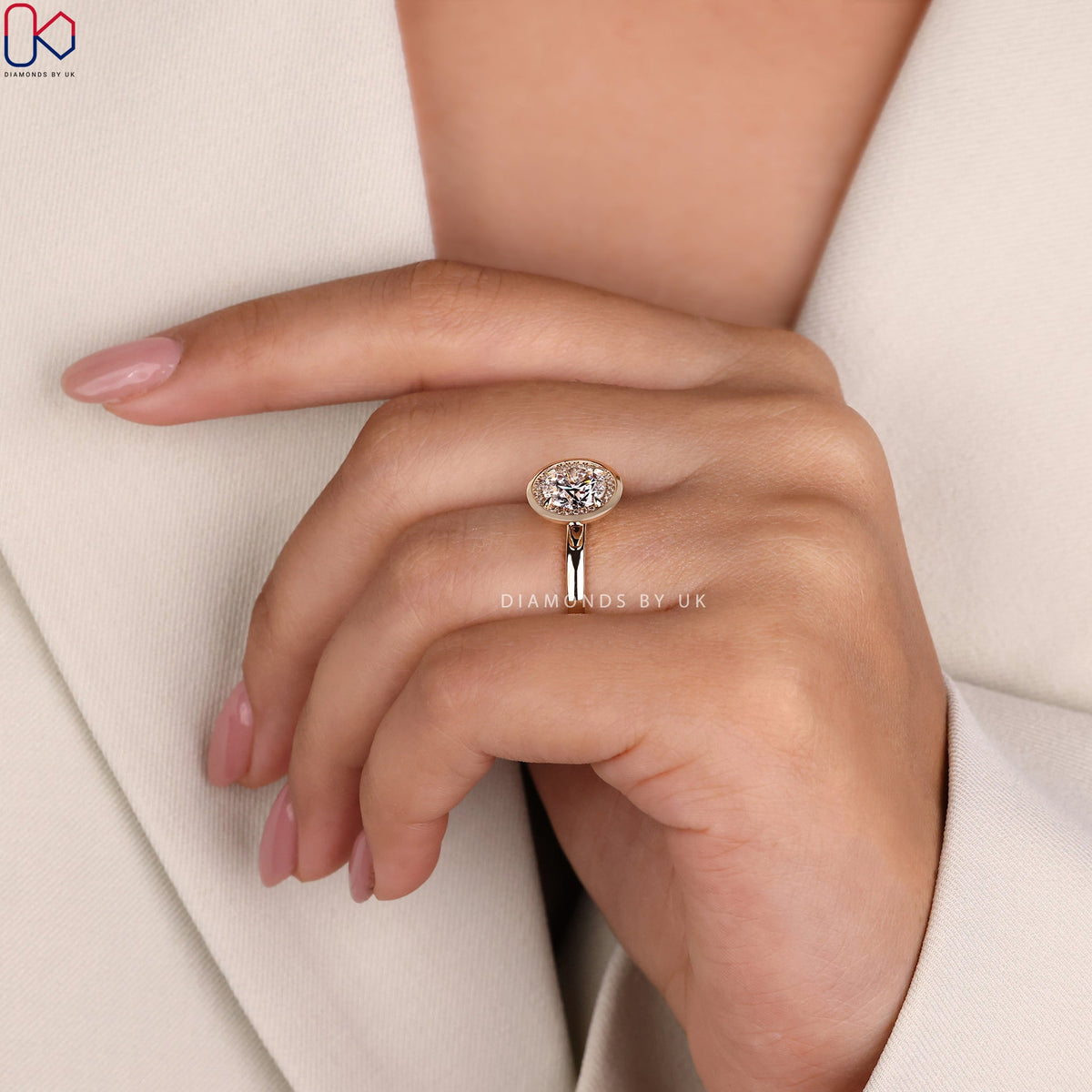 Bezel Set Diamond Ring - Round Cut Diamond