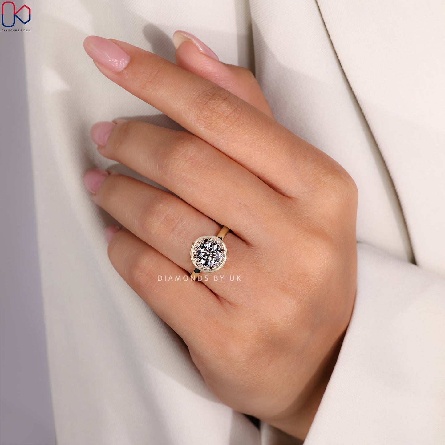Bezel Set Diamond Ring - Round Cut Diamond