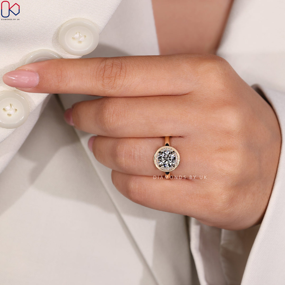 Bezel Set Diamond Ring - Round Cut Diamond