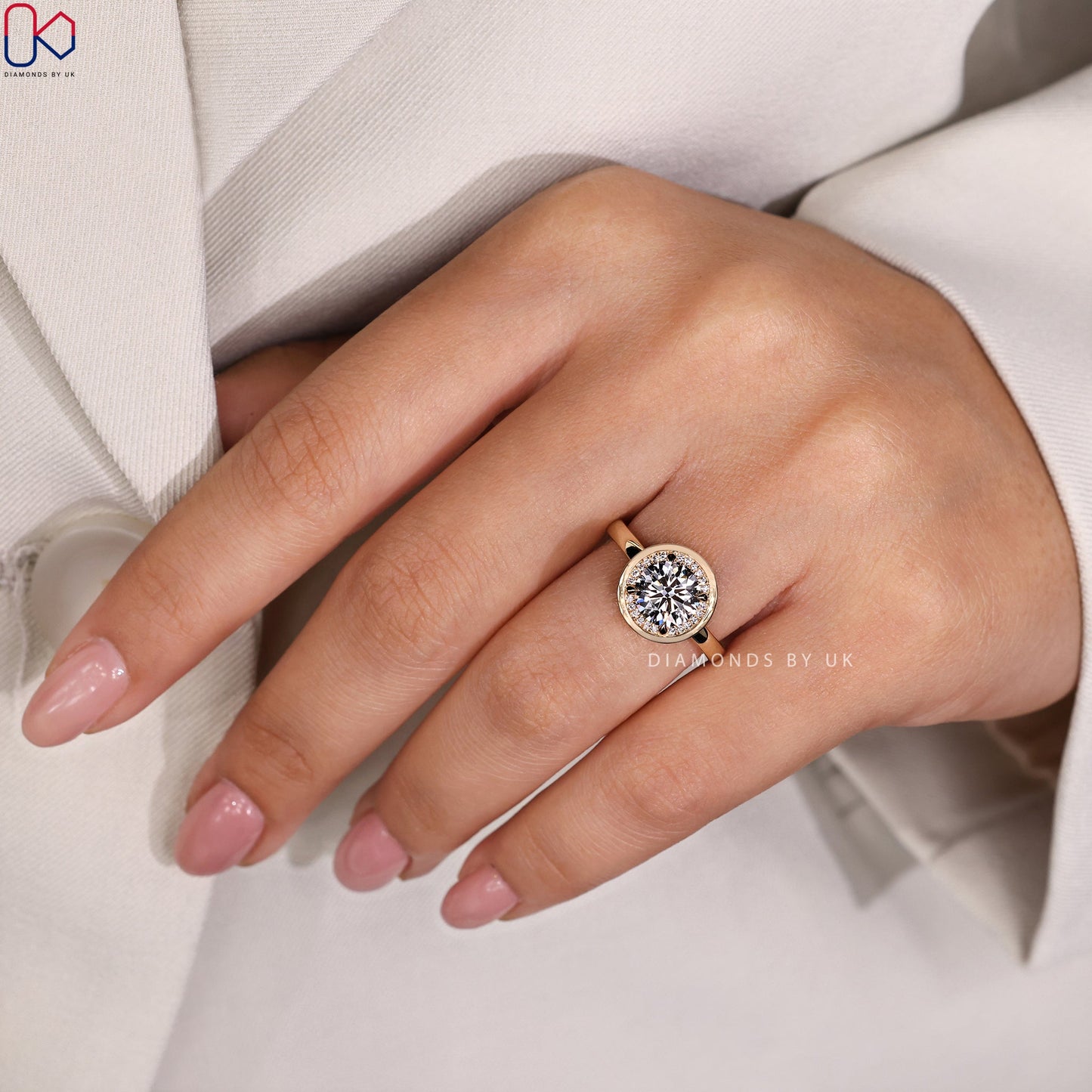 Bezel Set Diamond Ring - Round Cut Diamond