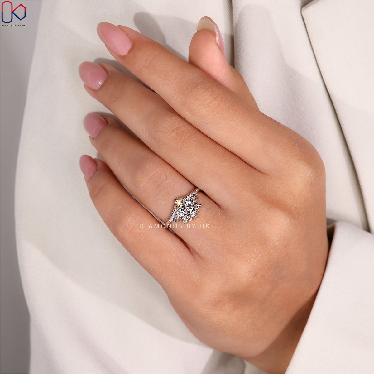 Art Deco Engagement Ring - Round Diamond