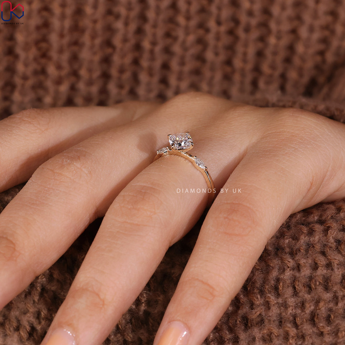 Yellow Gold Cushion Cut Diamond Engagement Ring