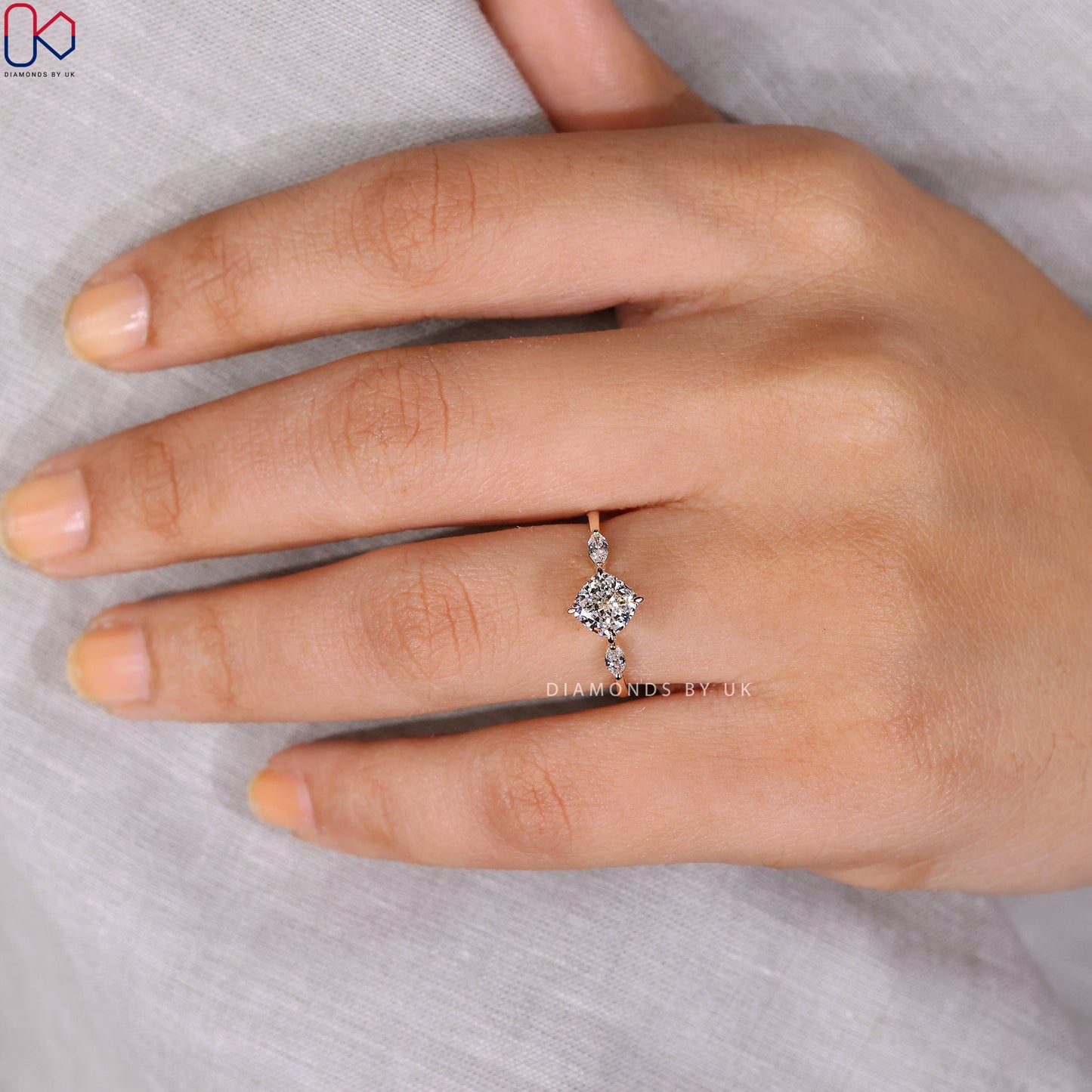 Yellow Gold Cushion Cut Diamond Engagement Ring