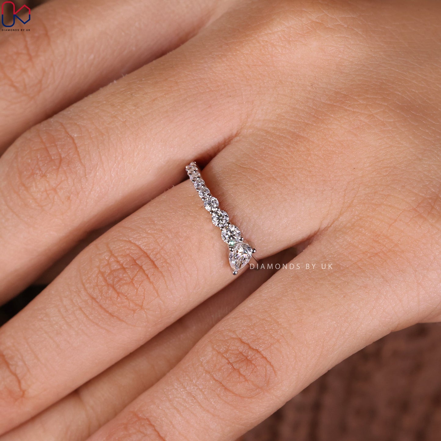 Half Eternity Pear Diamond Wedding Band