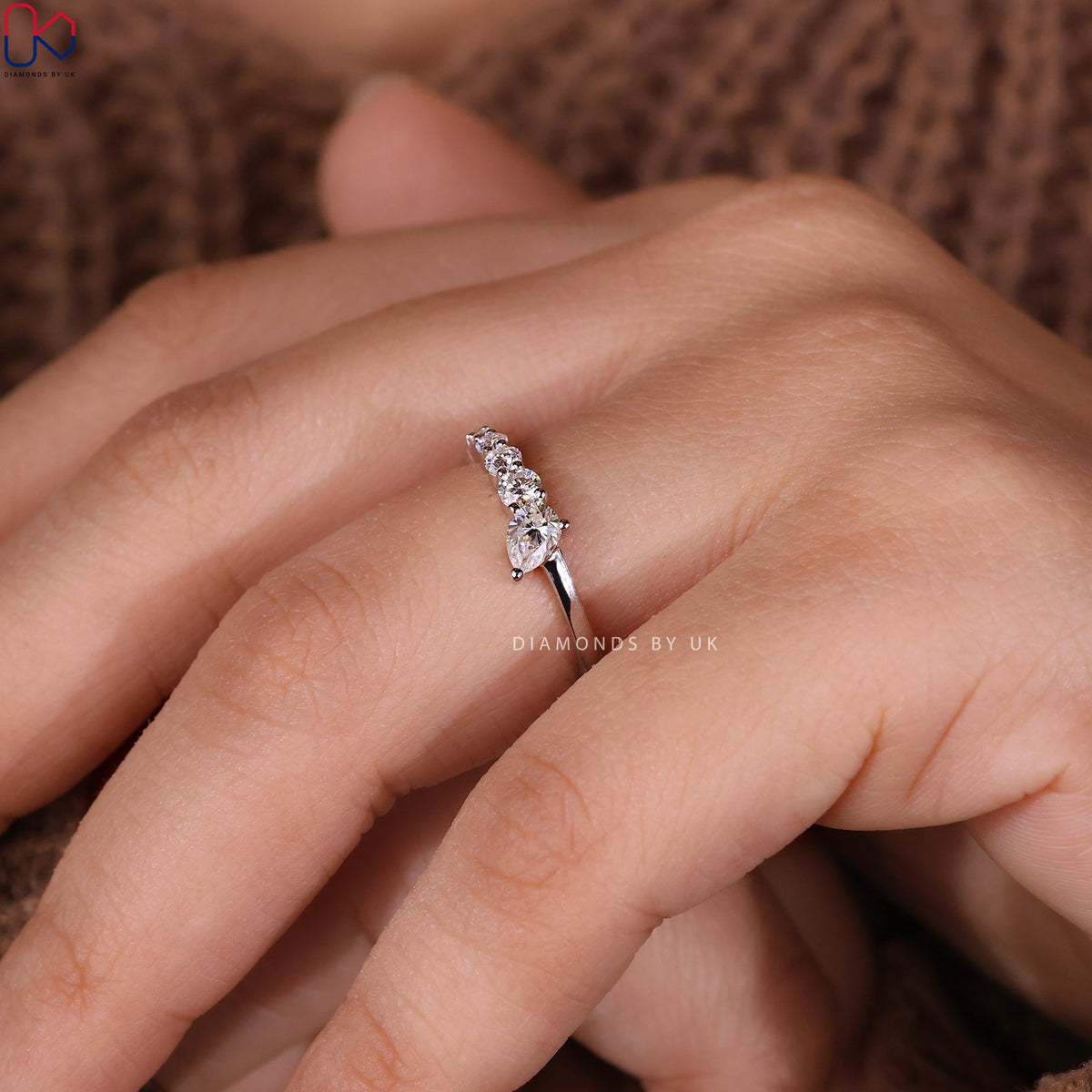 Half Eternity Pear Diamond Wedding Band