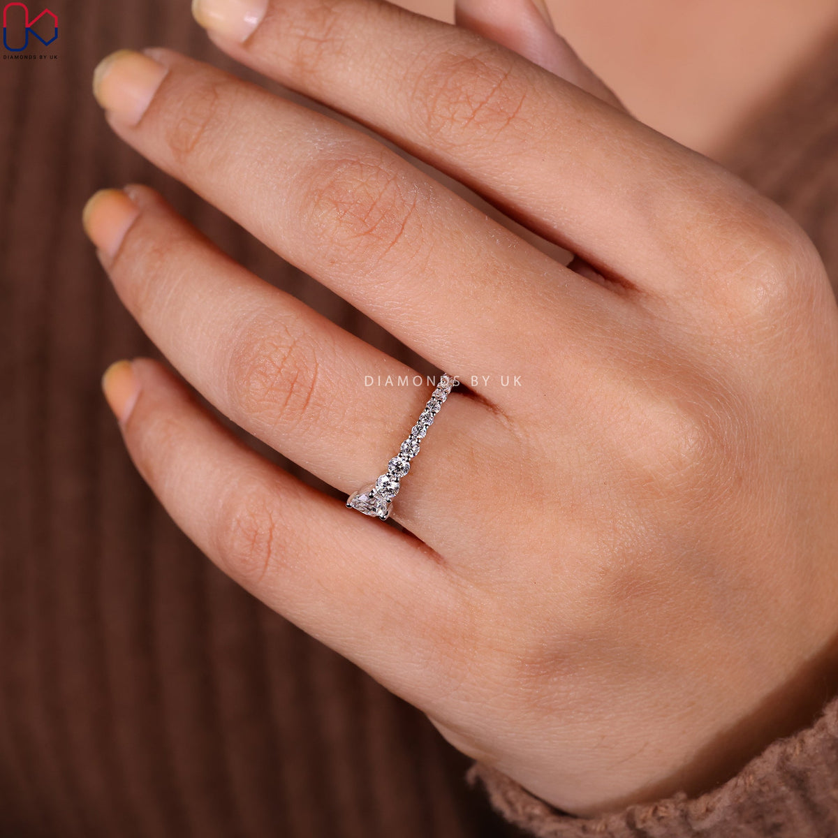 Half Eternity Pear Diamond Wedding Band