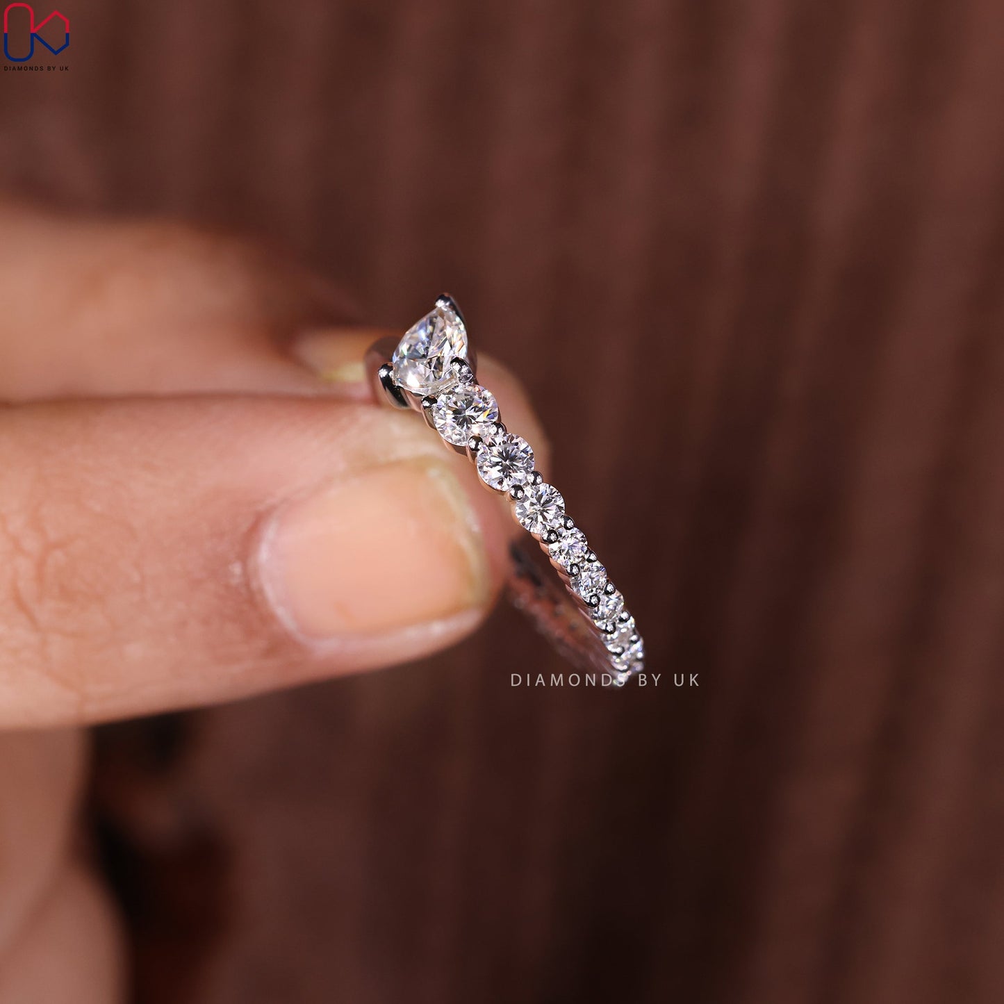 Half Eternity Pear Diamond Wedding Band