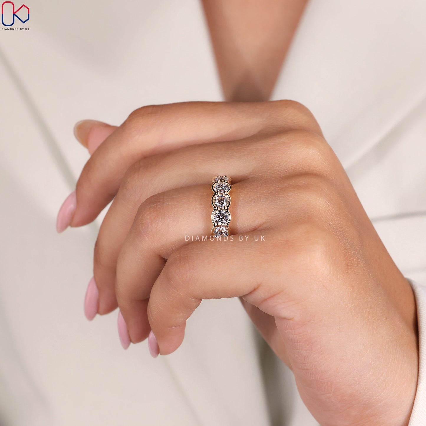 Bezel Set Wedding Band – Classic Round Diamond