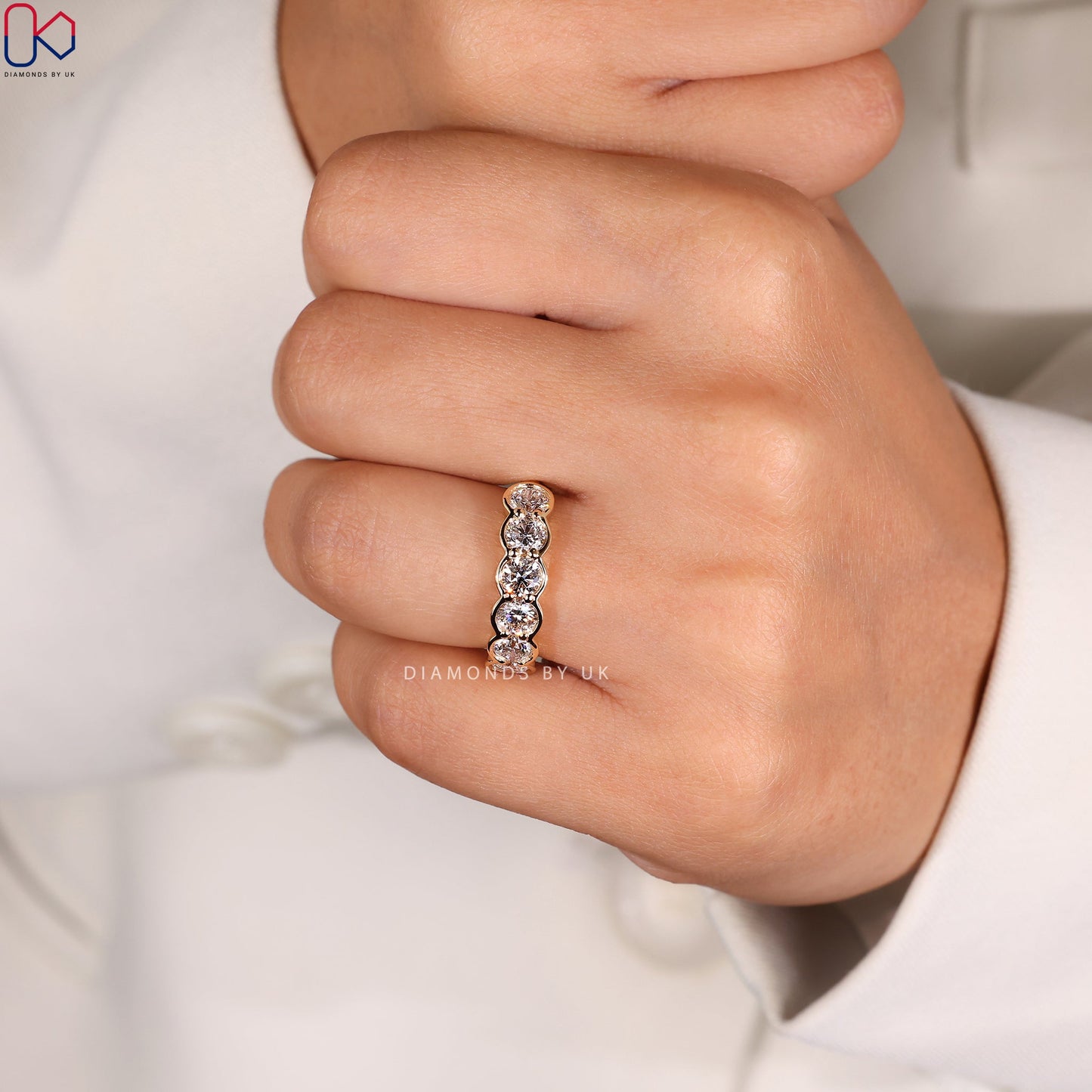 Bezel Set Wedding Band – Classic Round Diamond