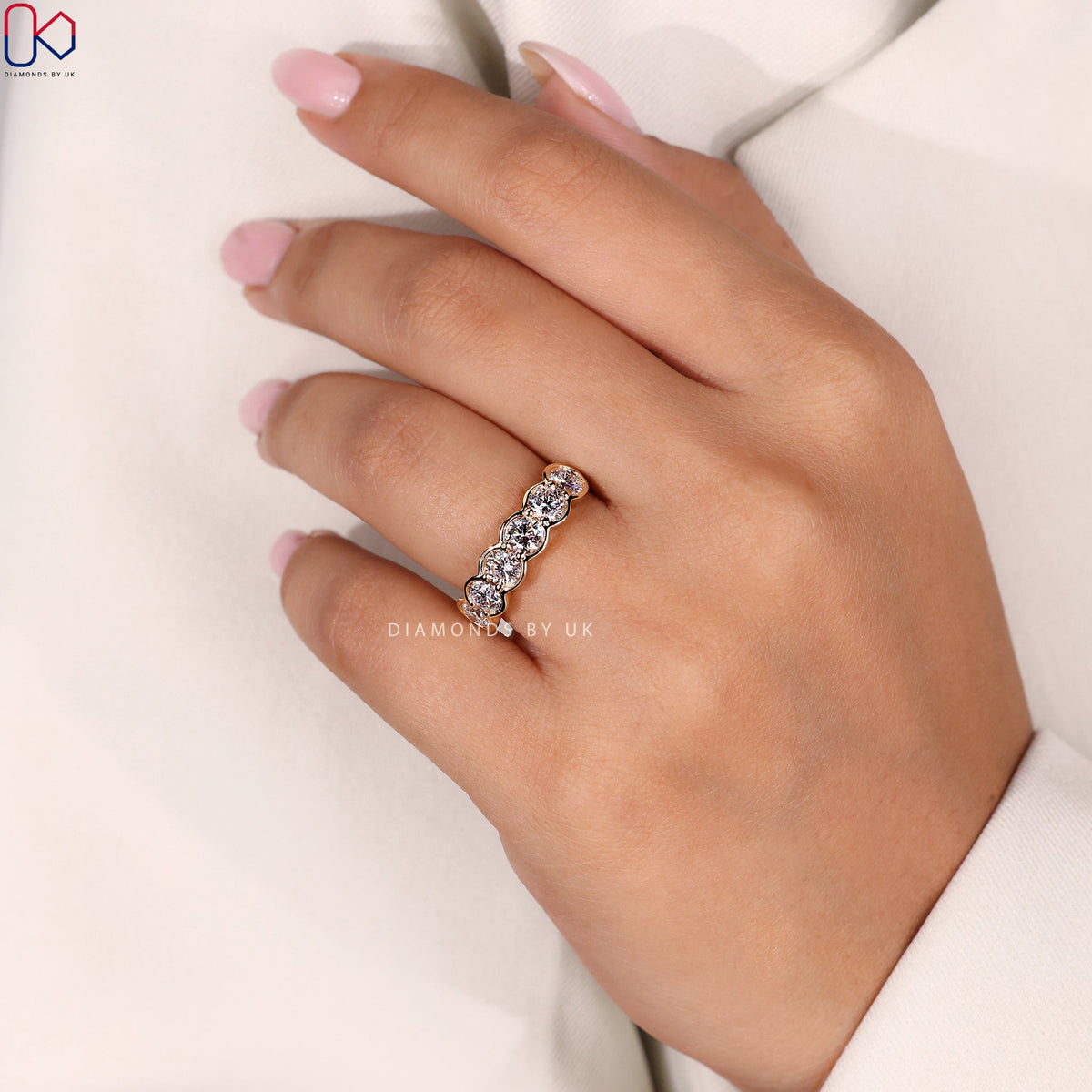 Bezel Set Wedding Band – Classic Round Diamond