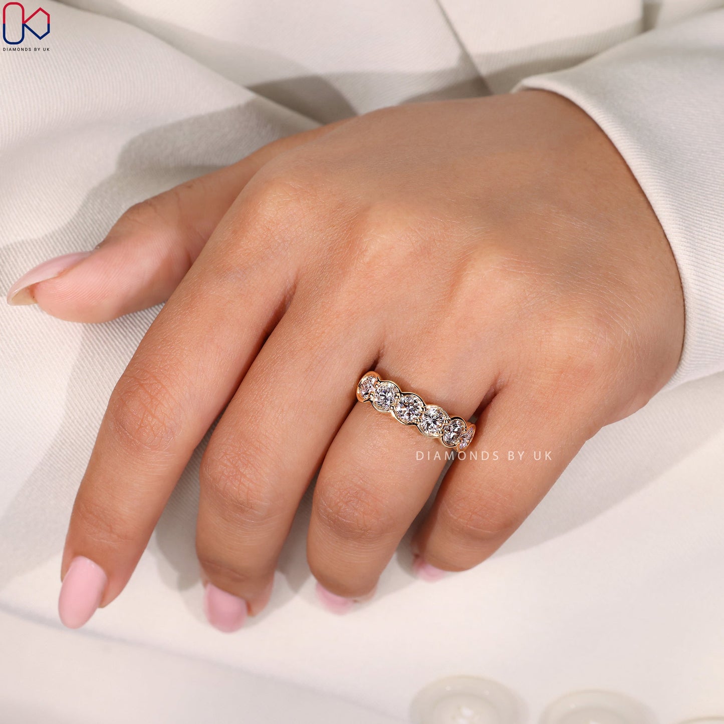 Bezel Set Wedding Band – Classic Round Diamond