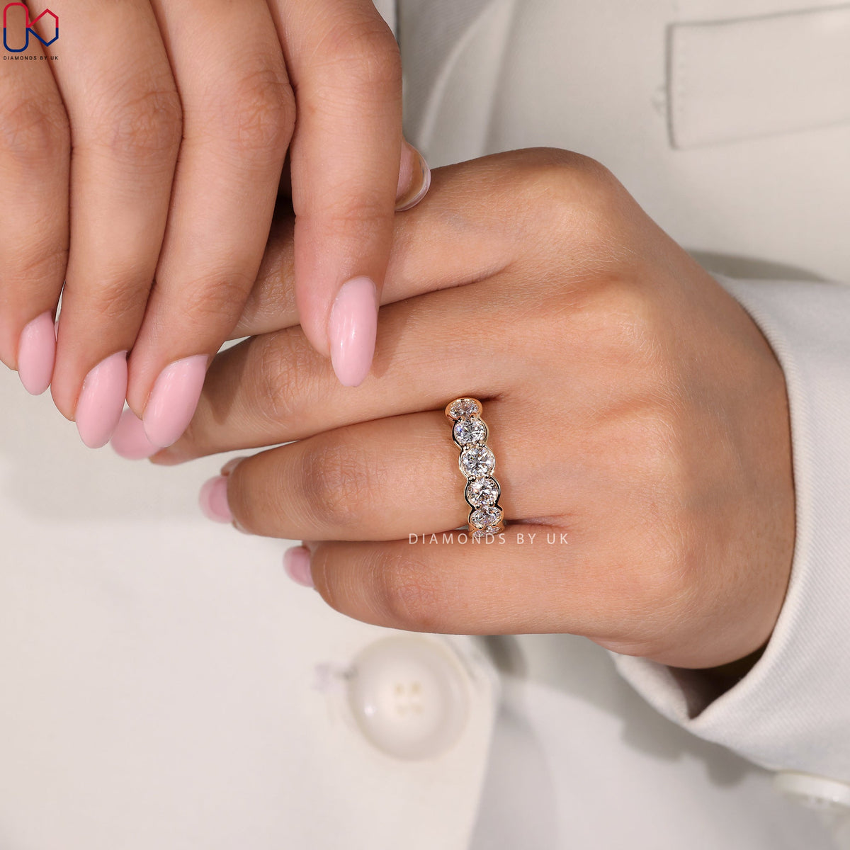 Bezel Set Wedding Band – Classic Round Diamond