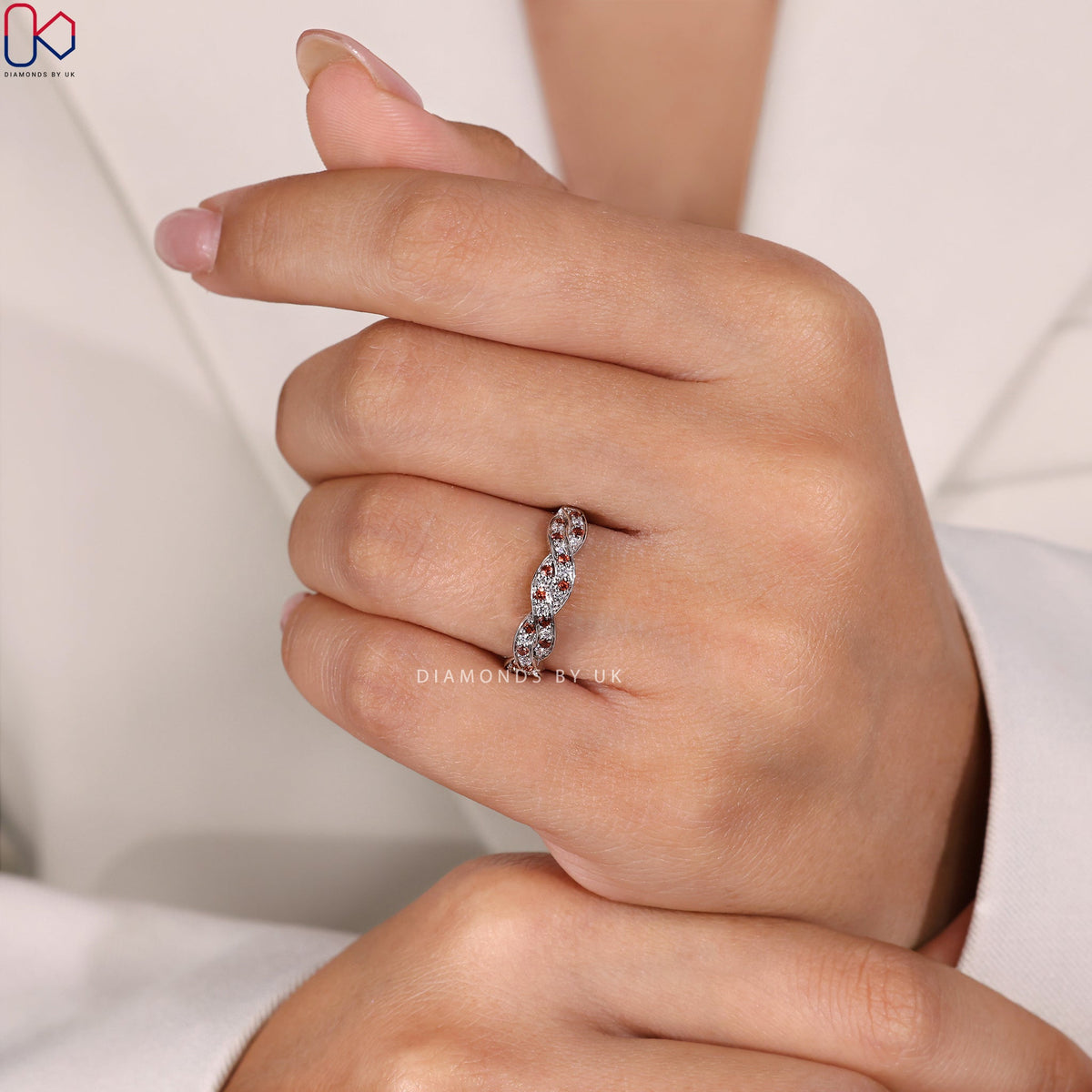 Twisted Wedding Band – Half Eternity Design