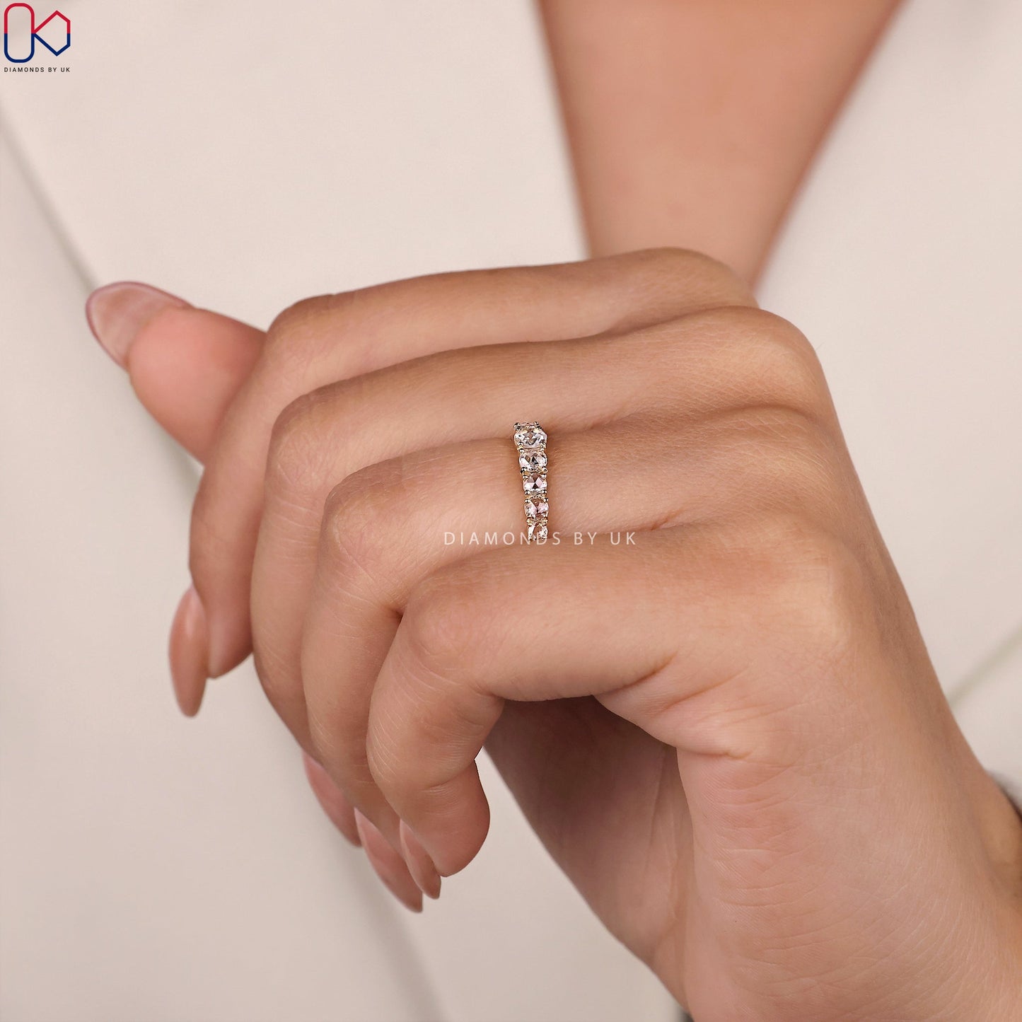 Rose Cut Diamond Band – Half Eternity Design