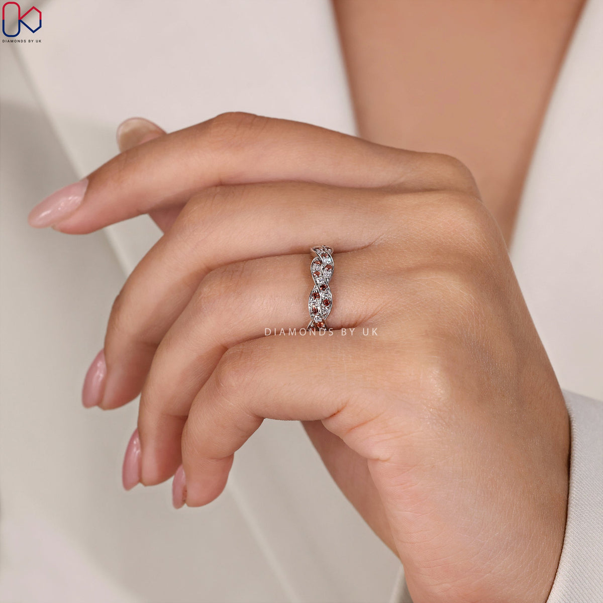 Twisted Wedding Band – Half Eternity Design