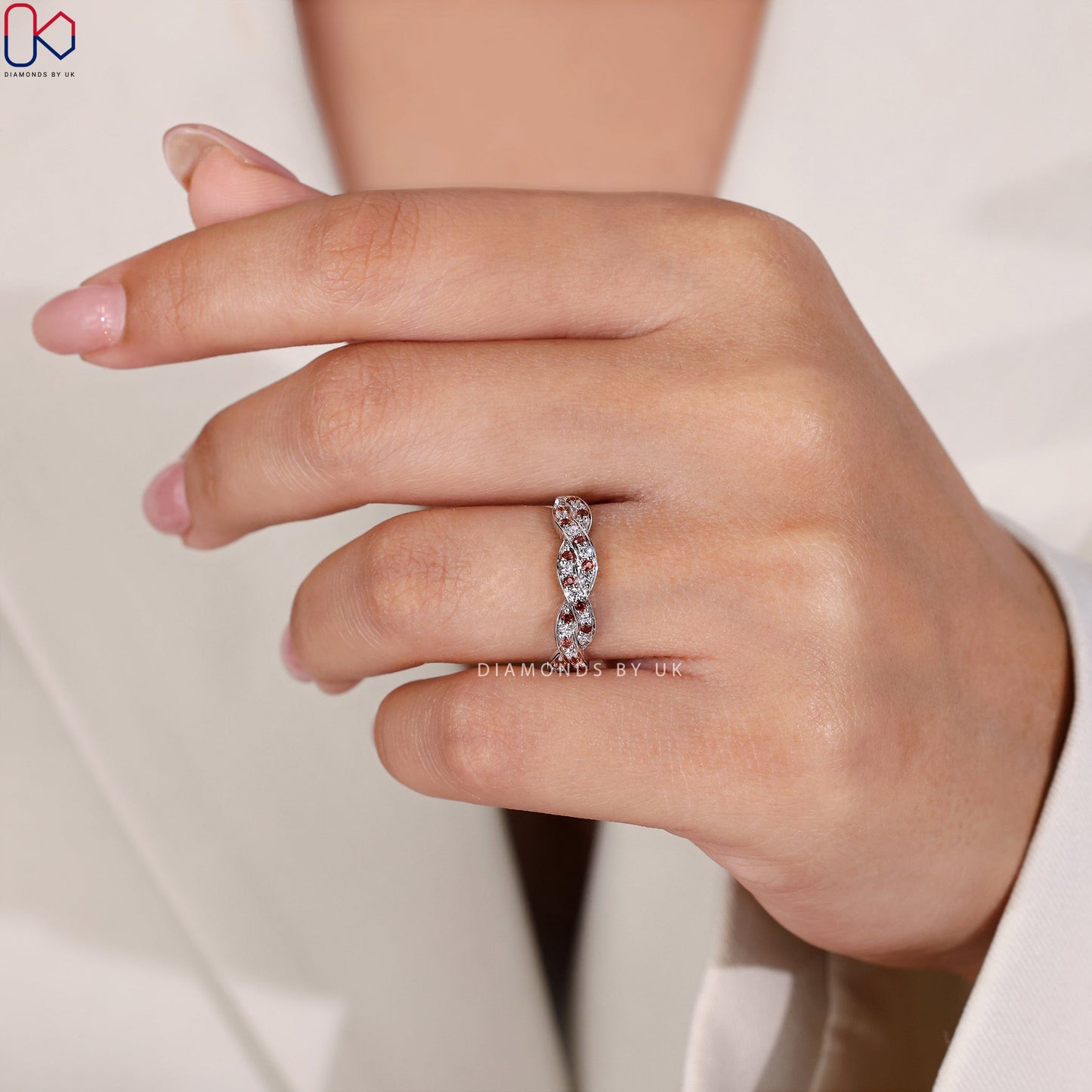 Twisted Wedding Band – Half Eternity Design
