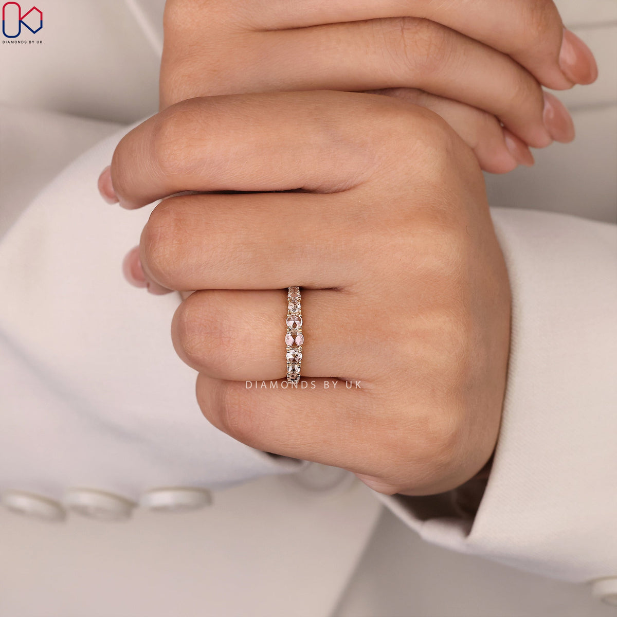 Rose Cut Diamond Band – Half Eternity Design