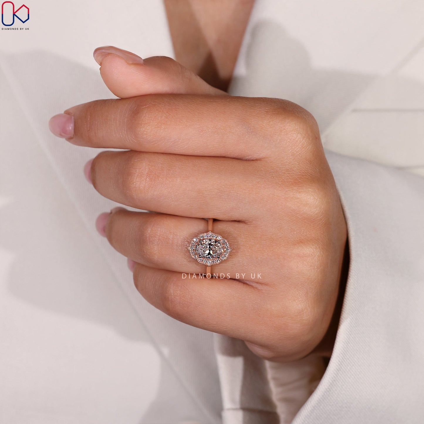Oval Cut Engagement Ring - Halo Design