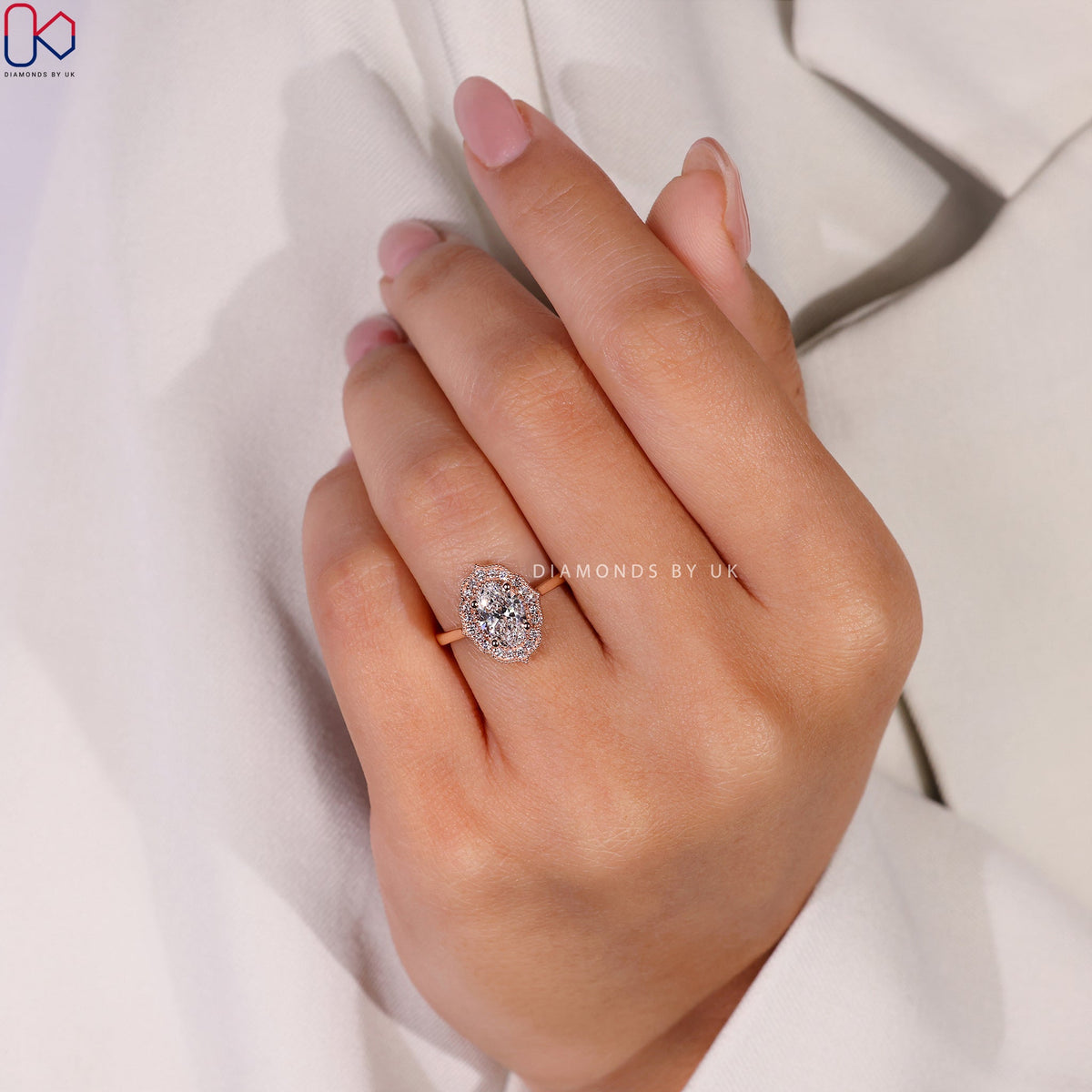 Oval Cut Engagement Ring - Halo Design