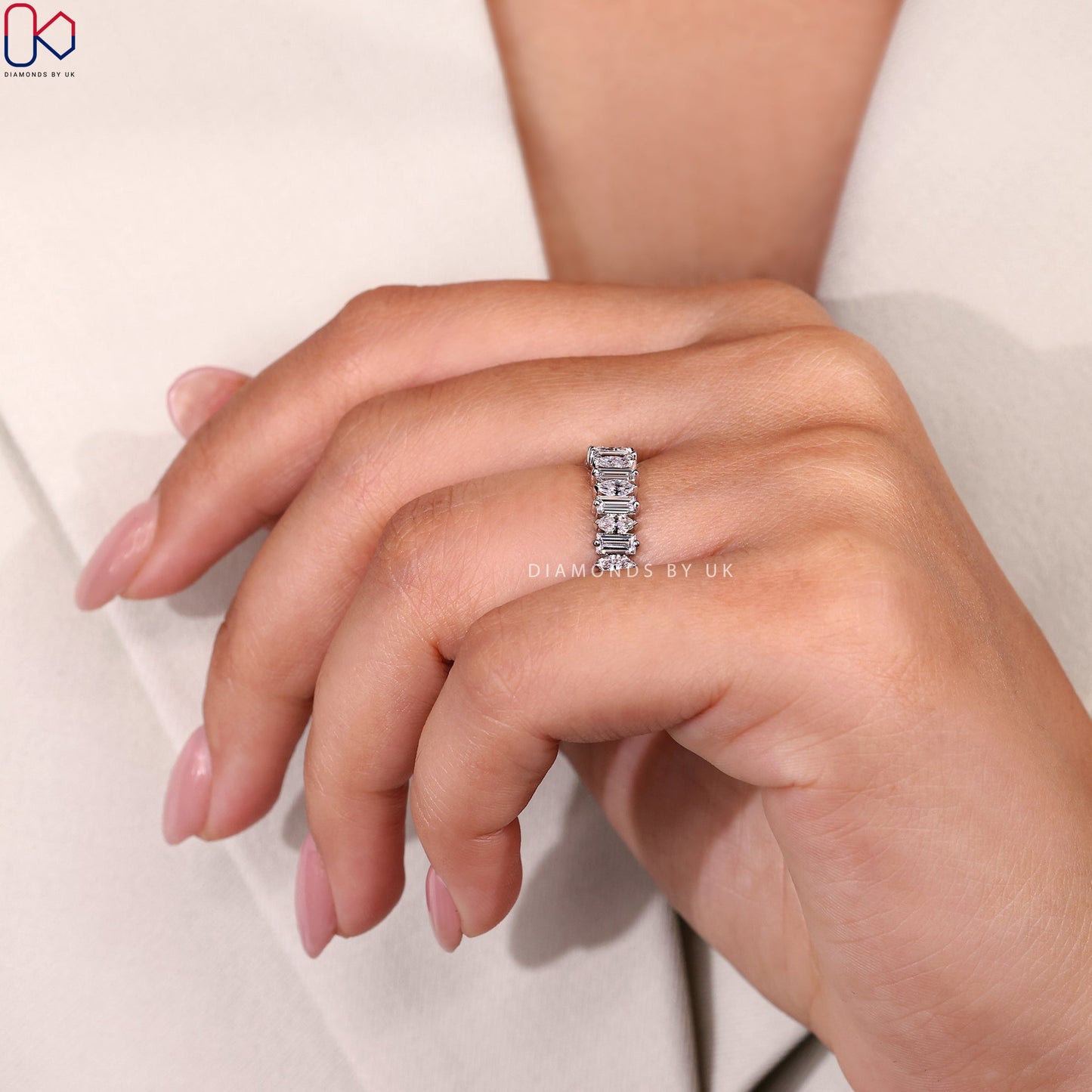 Diamond Half Eternity Band – Baguette and Marquise Diamonds