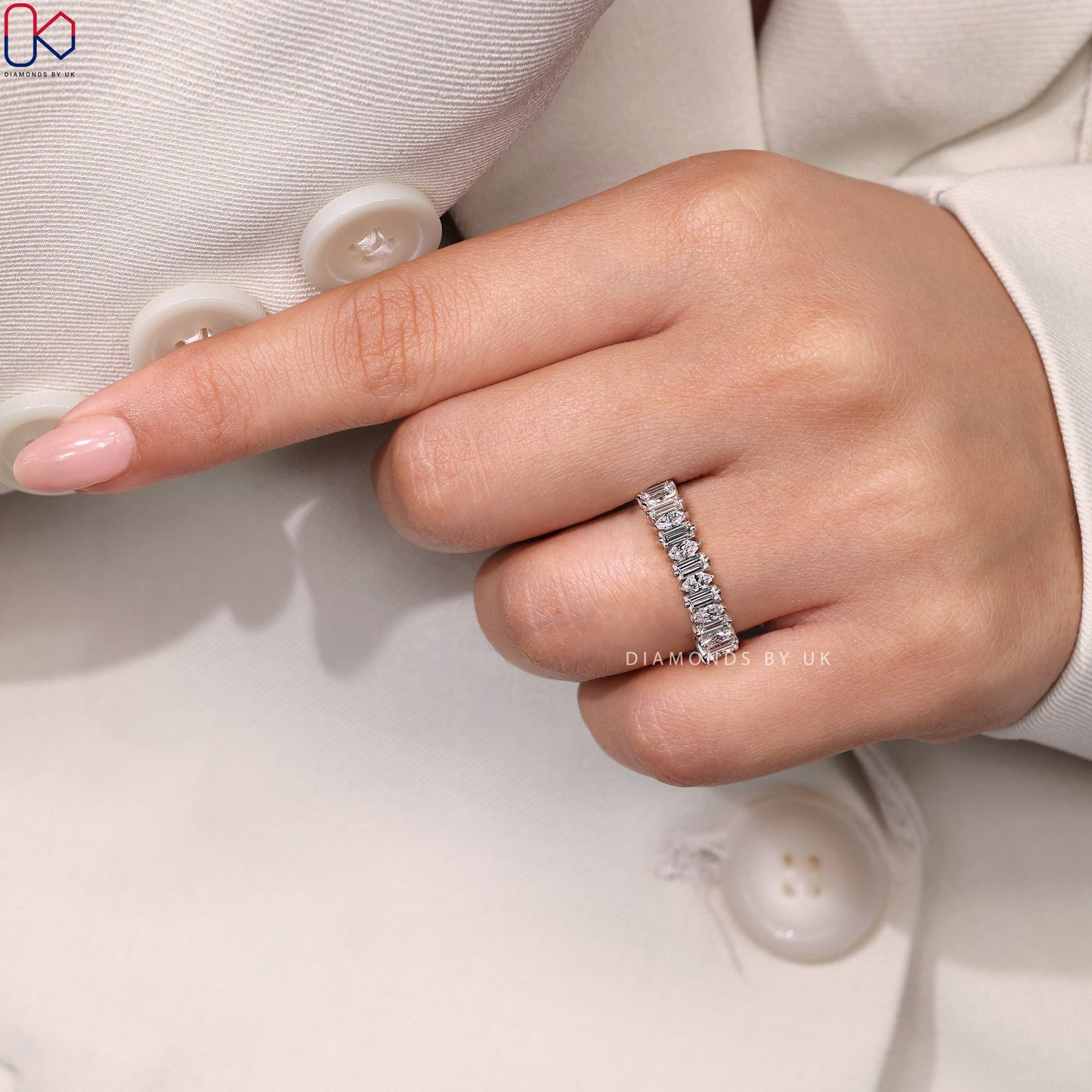 Diamond Half Eternity Band – Baguette and Marquise Diamonds