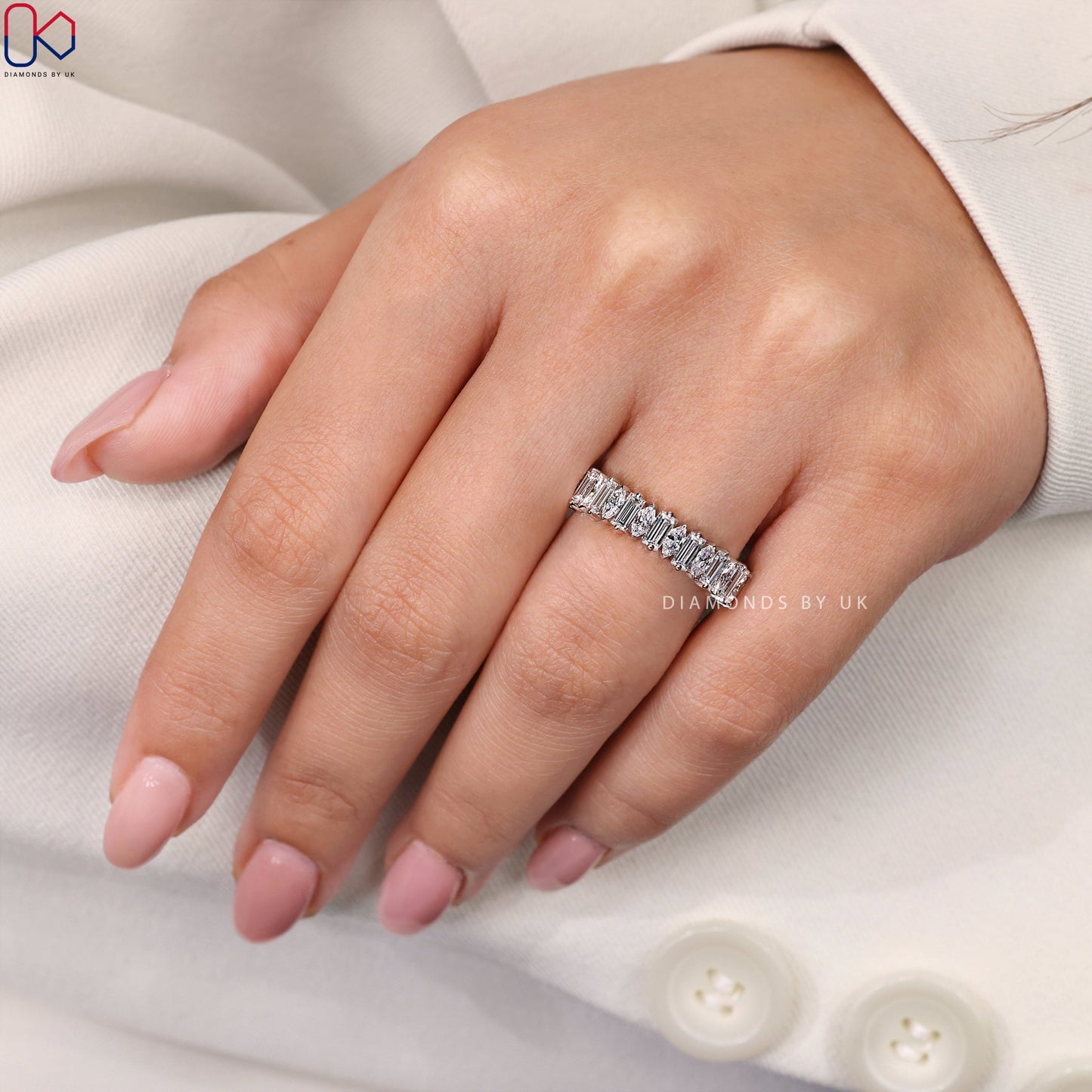 Diamond Half Eternity Band – Baguette and Marquise Diamonds