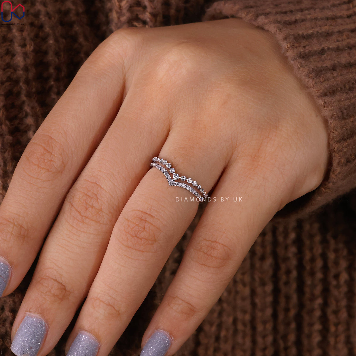 Round Cut Double Row Diamond Band