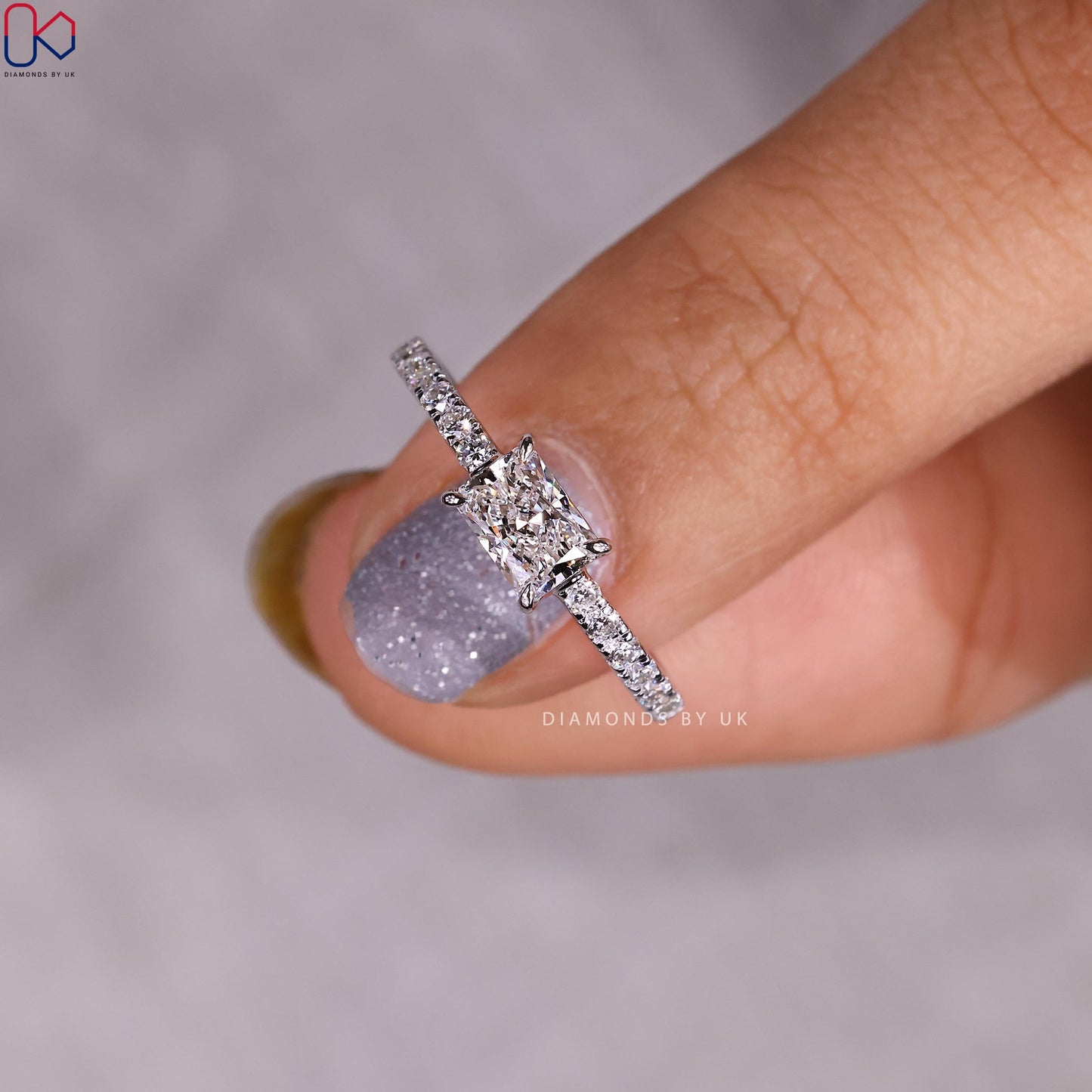 Radiant Cut Diamond East West Ring